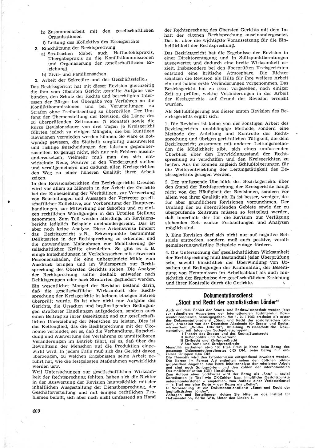 Neue Justiz (NJ), Zeitschrift für Recht und Rechtswissenschaft [Deutsche Demokratische Republik (DDR)], 17. Jahrgang 1963, Seite 400 (NJ DDR 1963, S. 400)