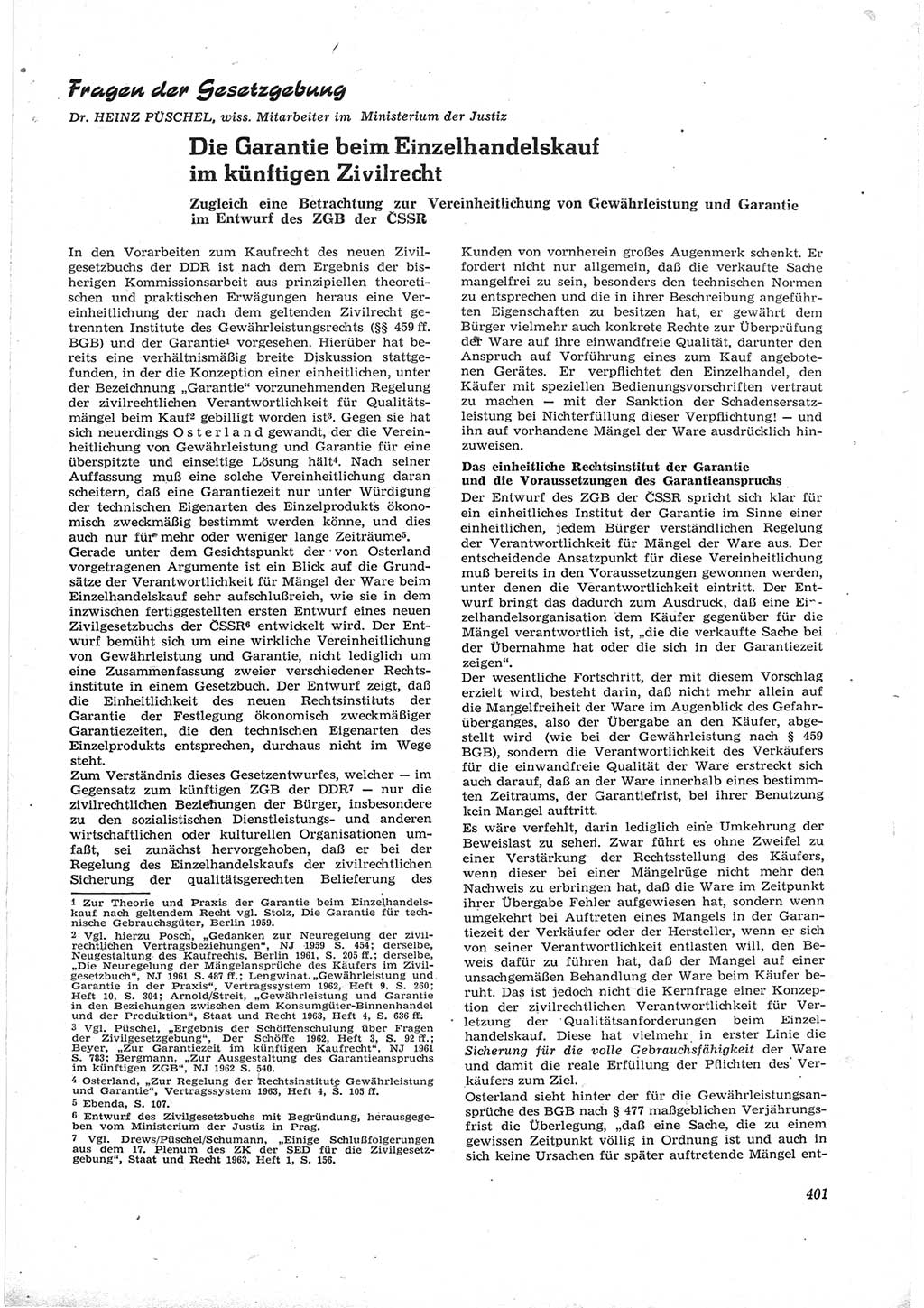 Neue Justiz (NJ), Zeitschrift für Recht und Rechtswissenschaft [Deutsche Demokratische Republik (DDR)], 17. Jahrgang 1963, Seite 401 (NJ DDR 1963, S. 401)