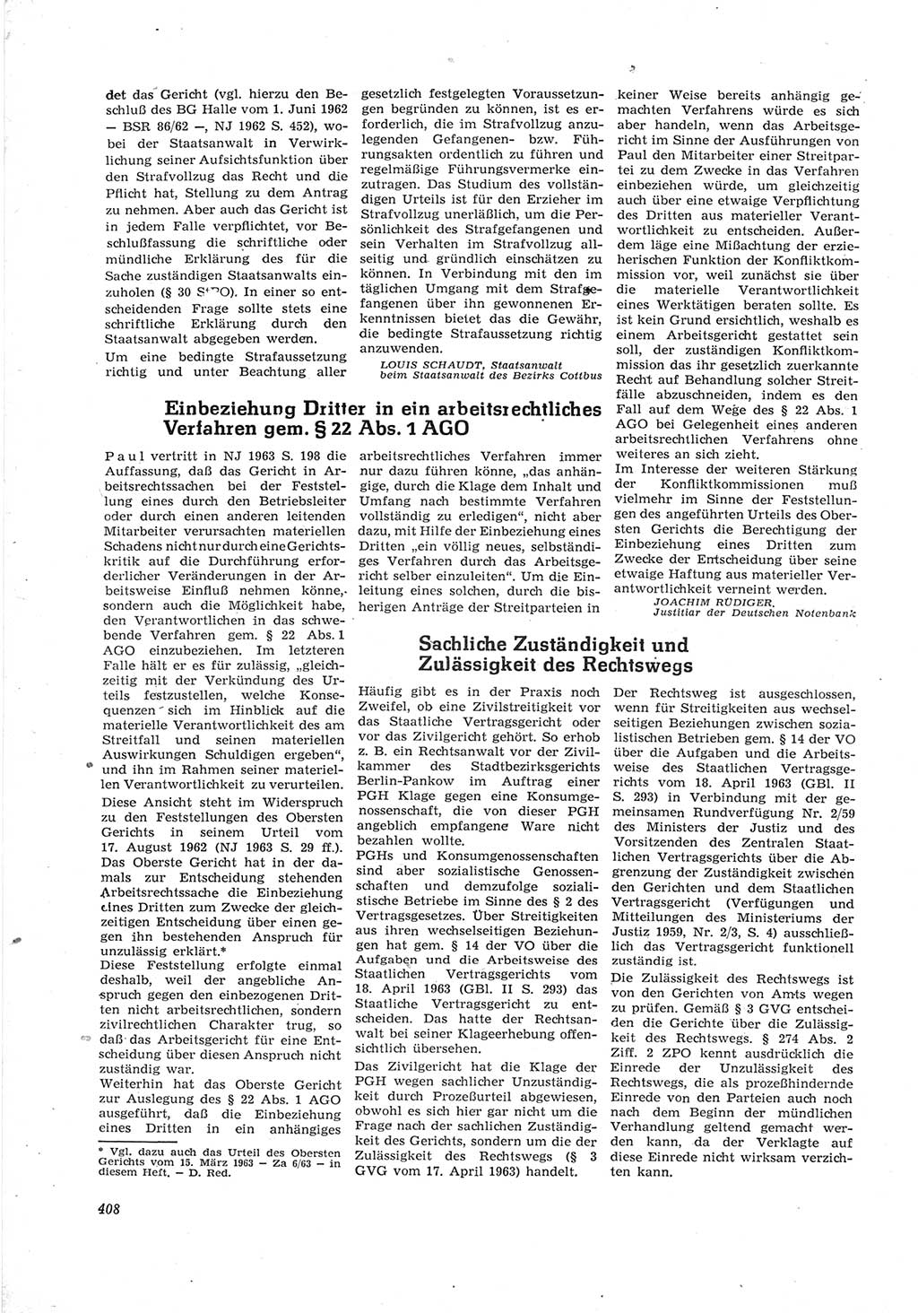 Neue Justiz (NJ), Zeitschrift für Recht und Rechtswissenschaft [Deutsche Demokratische Republik (DDR)], 17. Jahrgang 1963, Seite 408 (NJ DDR 1963, S. 408)
