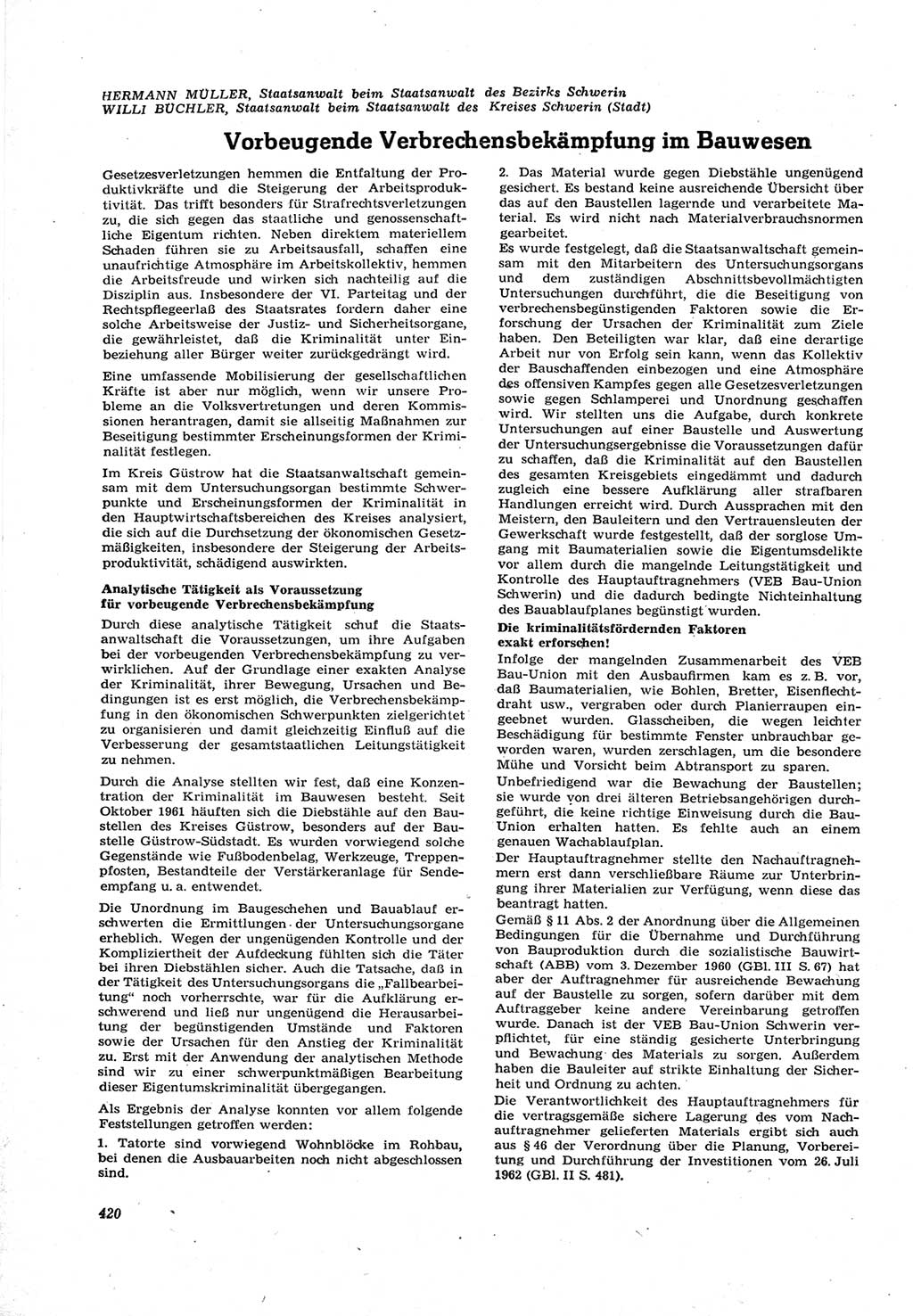 Neue Justiz (NJ), Zeitschrift für Recht und Rechtswissenschaft [Deutsche Demokratische Republik (DDR)], 17. Jahrgang 1963, Seite 420 (NJ DDR 1963, S. 420)