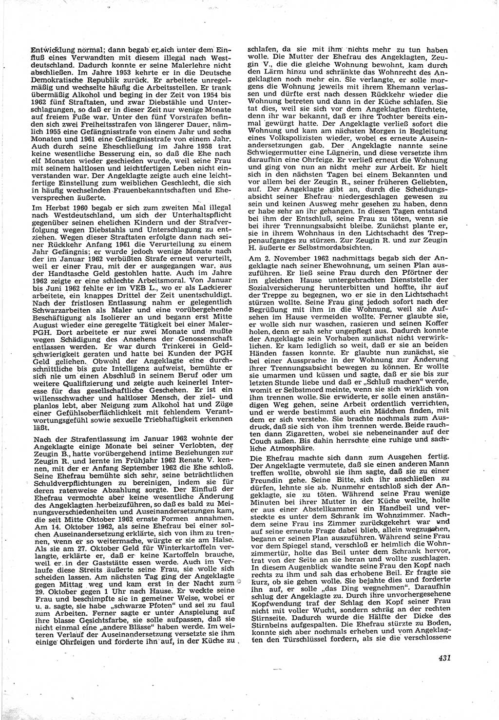 Neue Justiz (NJ), Zeitschrift für Recht und Rechtswissenschaft [Deutsche Demokratische Republik (DDR)], 17. Jahrgang 1963, Seite 431 (NJ DDR 1963, S. 431)
