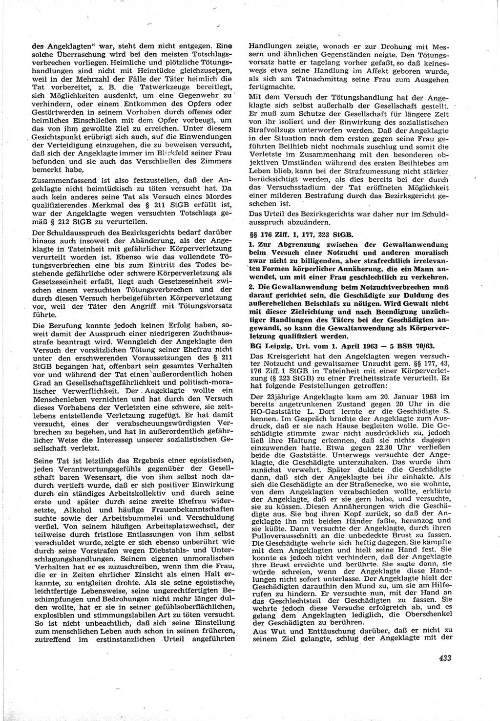 Neue Justiz (NJ), Zeitschrift für Recht und Rechtswissenschaft [Deutsche Demokratische Republik (DDR)], 17. Jahrgang 1963, Seite 433 (NJ DDR 1963, S. 433)