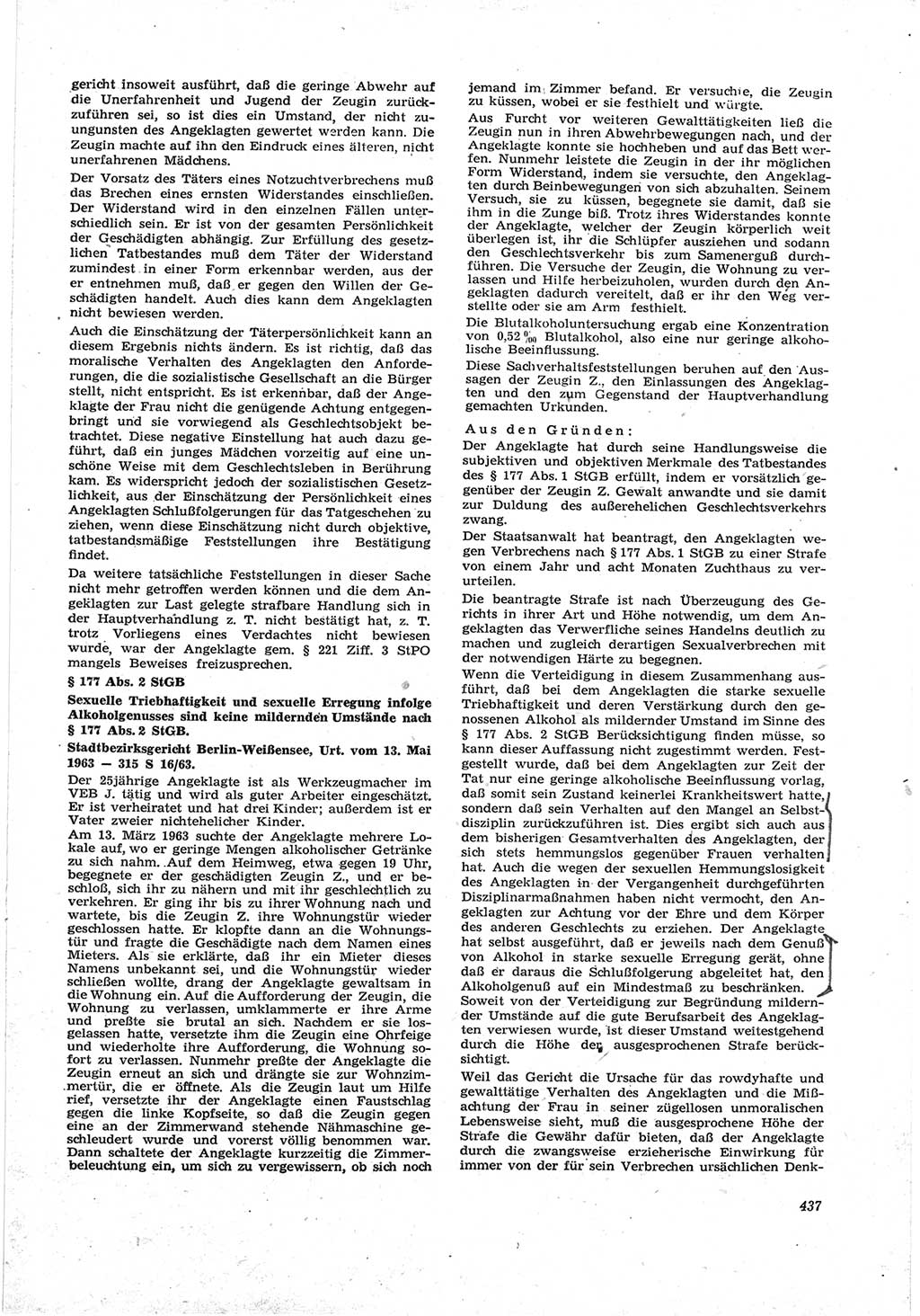 Neue Justiz (NJ), Zeitschrift für Recht und Rechtswissenschaft [Deutsche Demokratische Republik (DDR)], 17. Jahrgang 1963, Seite 437 (NJ DDR 1963, S. 437)