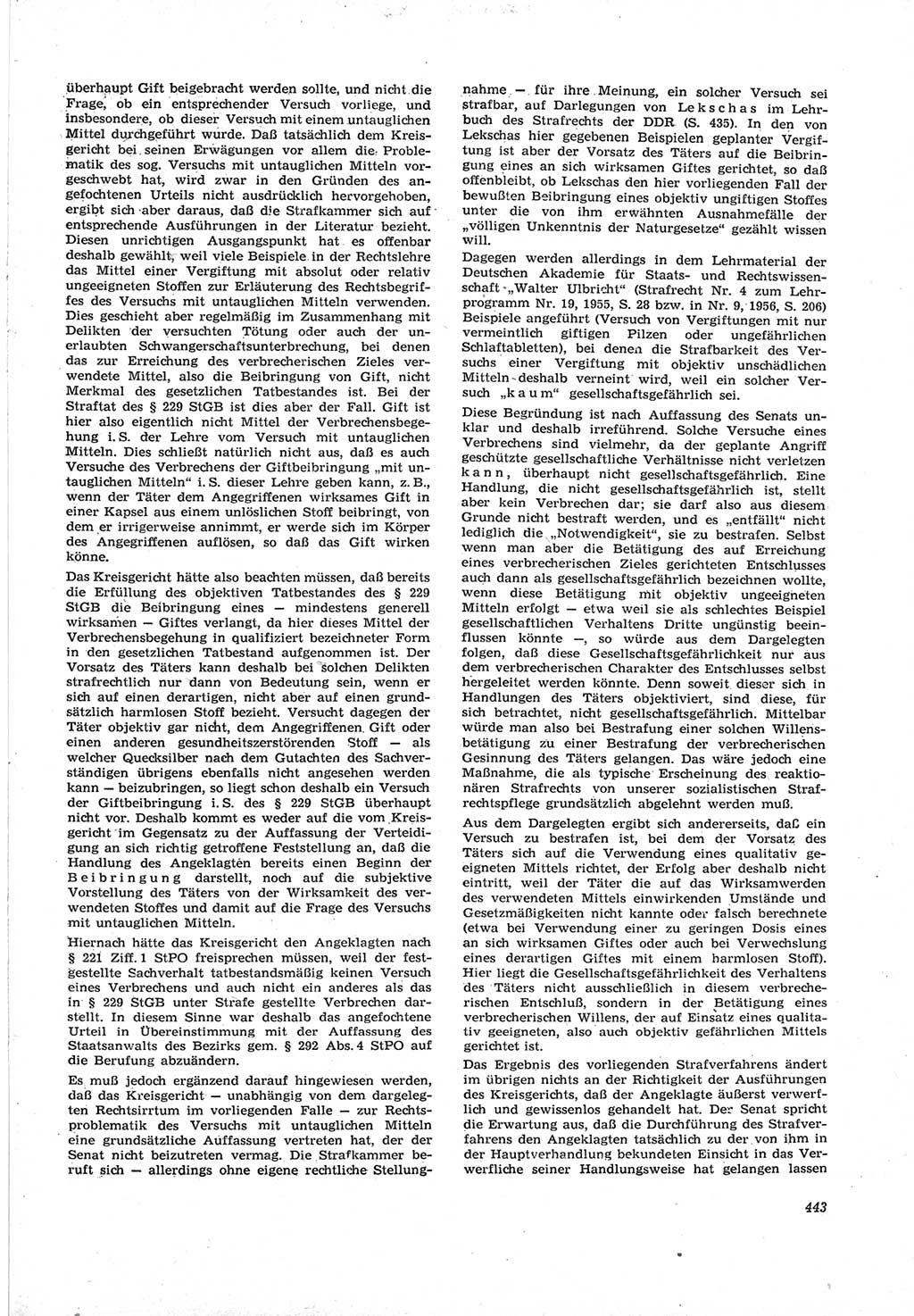 Neue Justiz (NJ), Zeitschrift für Recht und Rechtswissenschaft [Deutsche Demokratische Republik (DDR)], 17. Jahrgang 1963, Seite 443 (NJ DDR 1963, S. 443)