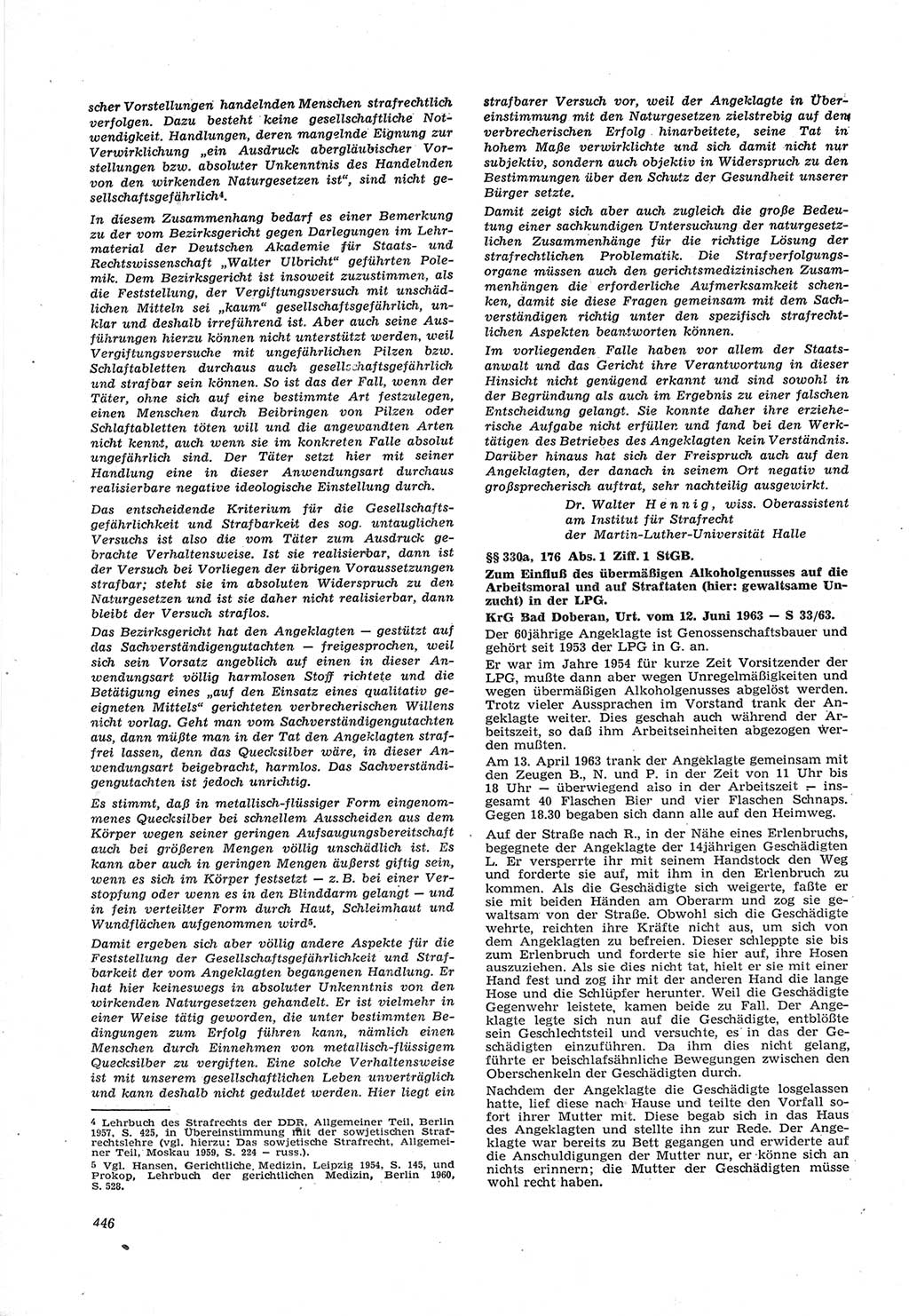 Neue Justiz (NJ), Zeitschrift für Recht und Rechtswissenschaft [Deutsche Demokratische Republik (DDR)], 17. Jahrgang 1963, Seite 446 (NJ DDR 1963, S. 446)