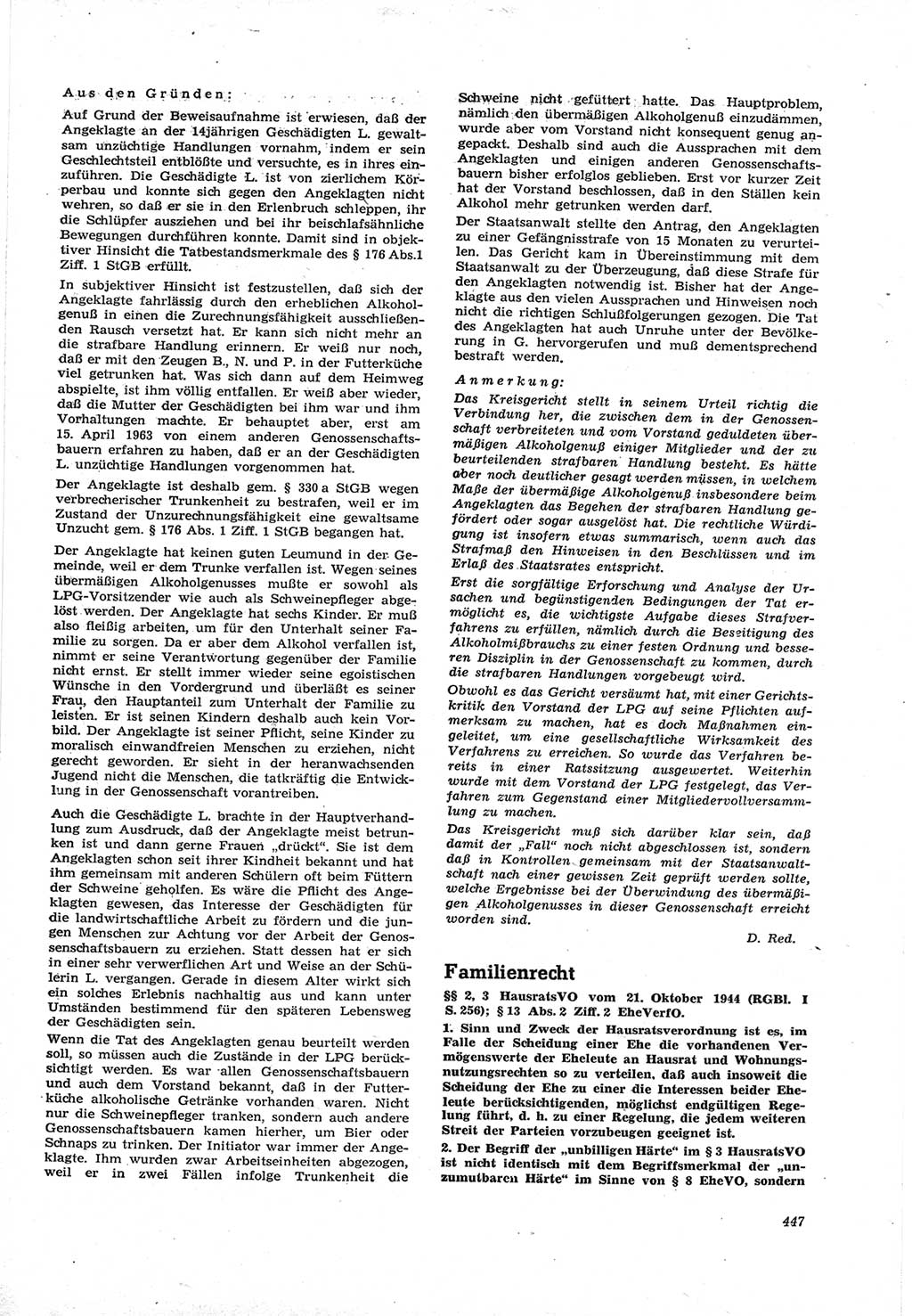 Neue Justiz (NJ), Zeitschrift für Recht und Rechtswissenschaft [Deutsche Demokratische Republik (DDR)], 17. Jahrgang 1963, Seite 447 (NJ DDR 1963, S. 447)