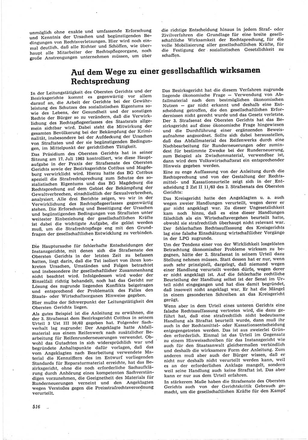 Neue Justiz (NJ), Zeitschrift für Recht und Rechtswissenschaft [Deutsche Demokratische Republik (DDR)], 17. Jahrgang 1963, Seite 516 (NJ DDR 1963, S. 516)