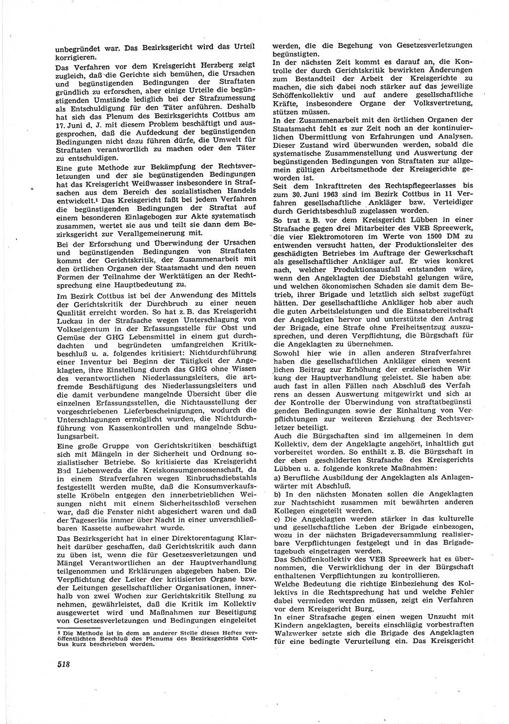 Neue Justiz (NJ), Zeitschrift für Recht und Rechtswissenschaft [Deutsche Demokratische Republik (DDR)], 17. Jahrgang 1963, Seite 518 (NJ DDR 1963, S. 518)