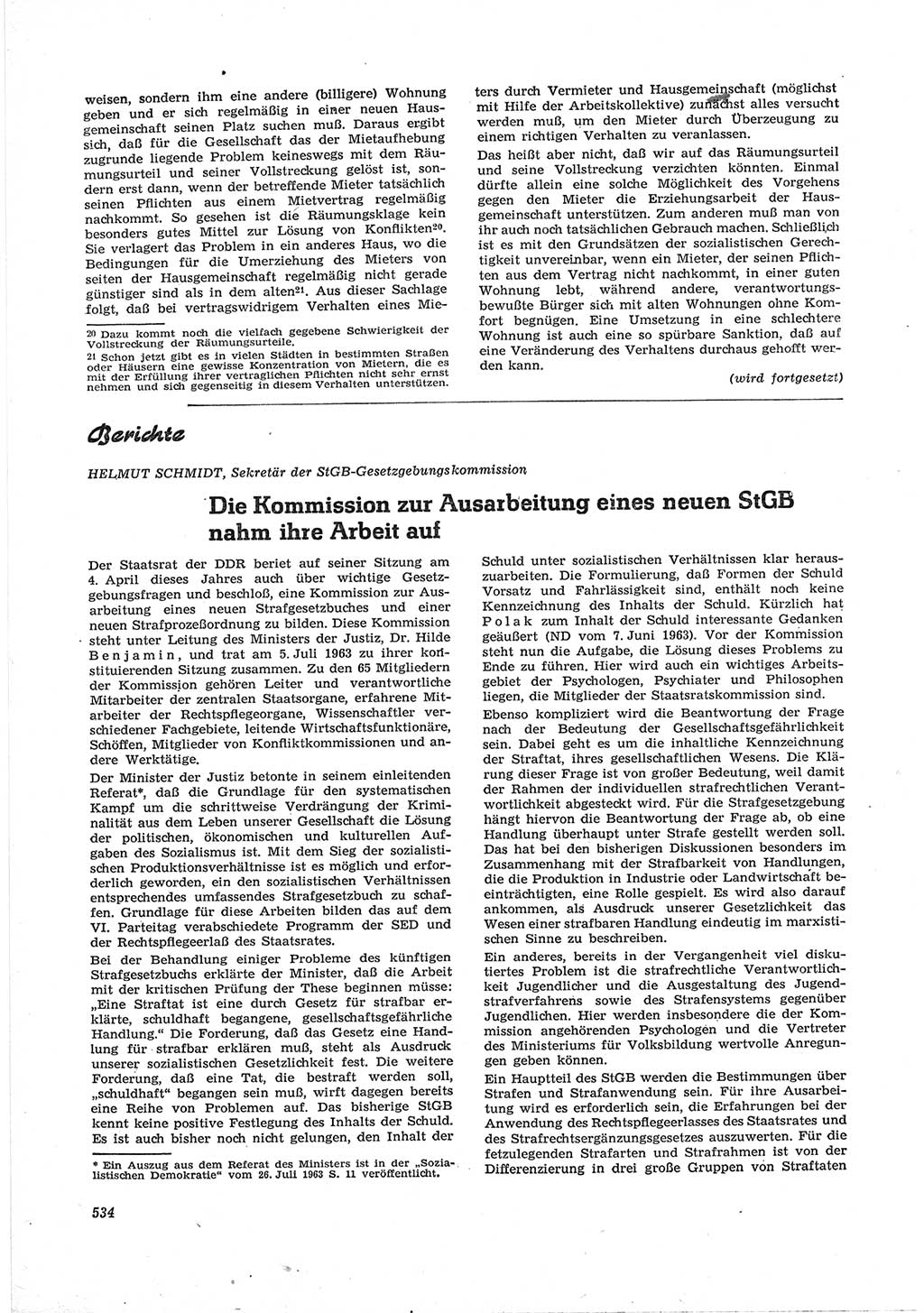 Neue Justiz (NJ), Zeitschrift für Recht und Rechtswissenschaft [Deutsche Demokratische Republik (DDR)], 17. Jahrgang 1963, Seite 534 (NJ DDR 1963, S. 534)