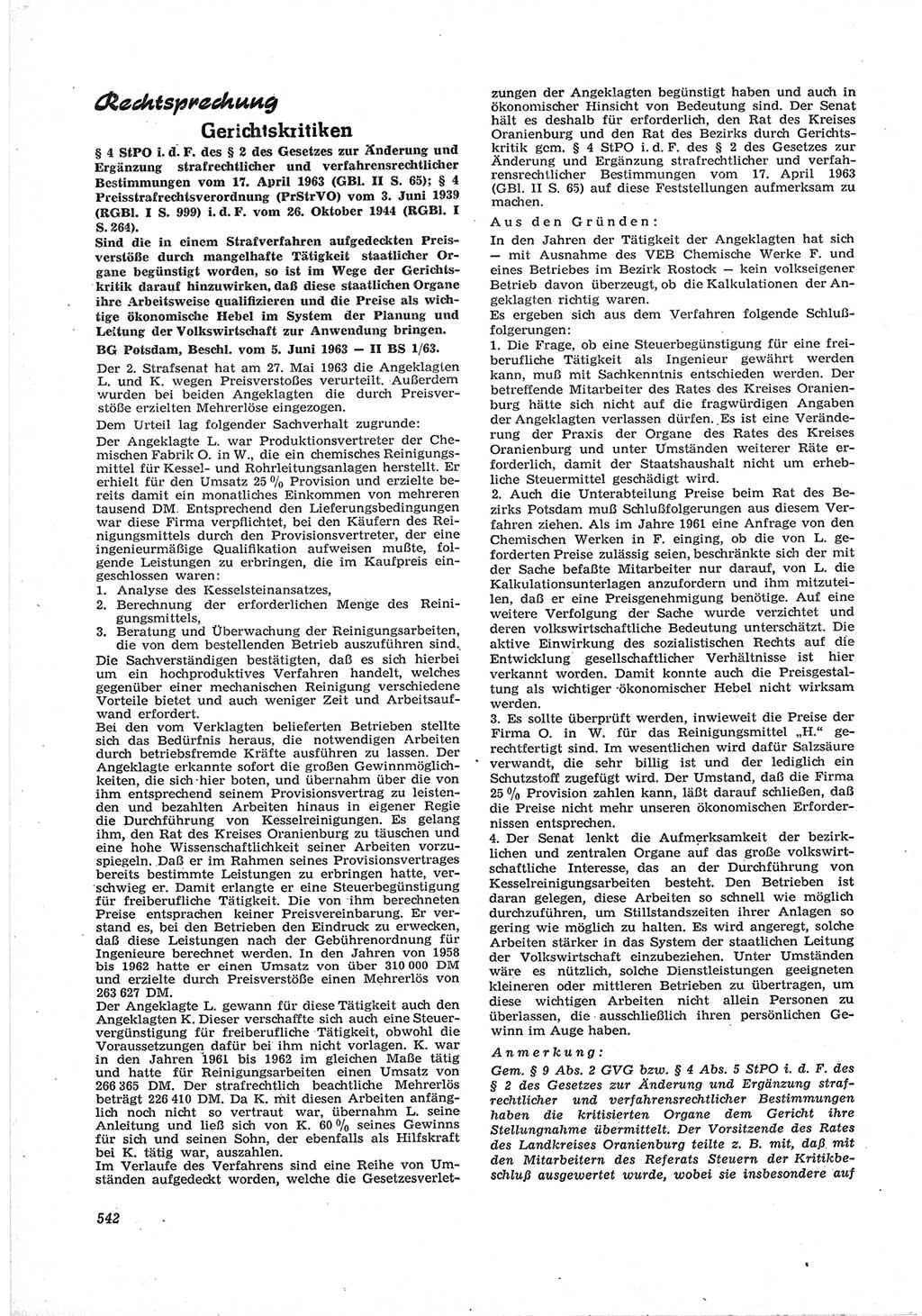 Neue Justiz (NJ), Zeitschrift für Recht und Rechtswissenschaft [Deutsche Demokratische Republik (DDR)], 17. Jahrgang 1963, Seite 542 (NJ DDR 1963, S. 542)