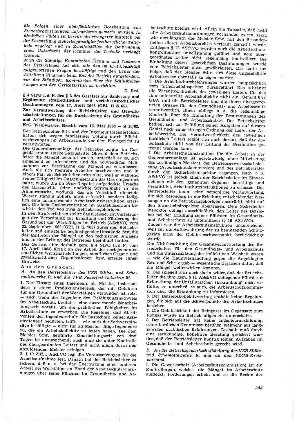 Neue Justiz (NJ), Zeitschrift für Recht und Rechtswissenschaft [Deutsche Demokratische Republik (DDR)], 17. Jahrgang 1963, Seite 543 (NJ DDR 1963, S. 543)