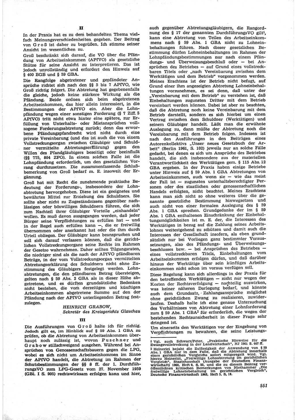Neue Justiz (NJ), Zeitschrift für Recht und Rechtswissenschaft [Deutsche Demokratische Republik (DDR)], 17. Jahrgang 1963, Seite 551 (NJ DDR 1963, S. 551)