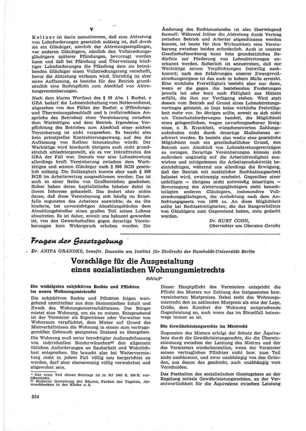 Neue Justiz (NJ), Zeitschrift für Recht und Rechtswissenschaft [Deutsche Demokratische Republik (DDR)], 17. Jahrgang 1963, Seite 554 (NJ DDR 1963, S. 554)