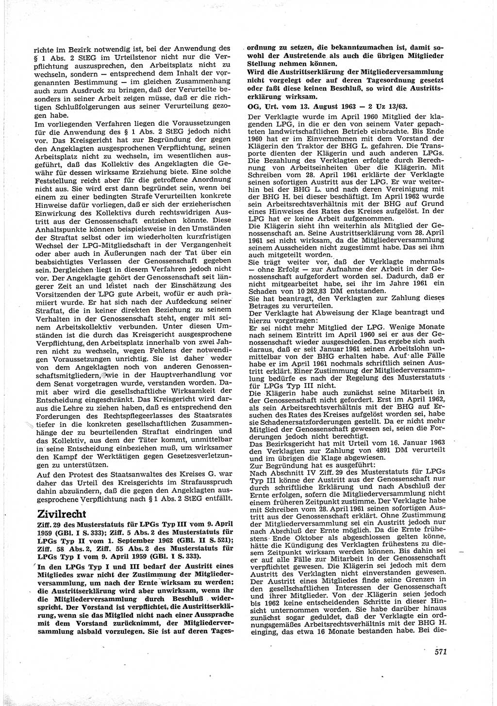 Neue Justiz (NJ), Zeitschrift für Recht und Rechtswissenschaft [Deutsche Demokratische Republik (DDR)], 17. Jahrgang 1963, Seite 571 (NJ DDR 1963, S. 571)