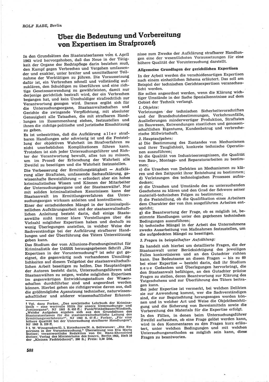 Neue Justiz (NJ), Zeitschrift für Recht und Rechtswissenschaft [Deutsche Demokratische Republik (DDR)], 17. Jahrgang 1963, Seite 588 (NJ DDR 1963, S. 588)
