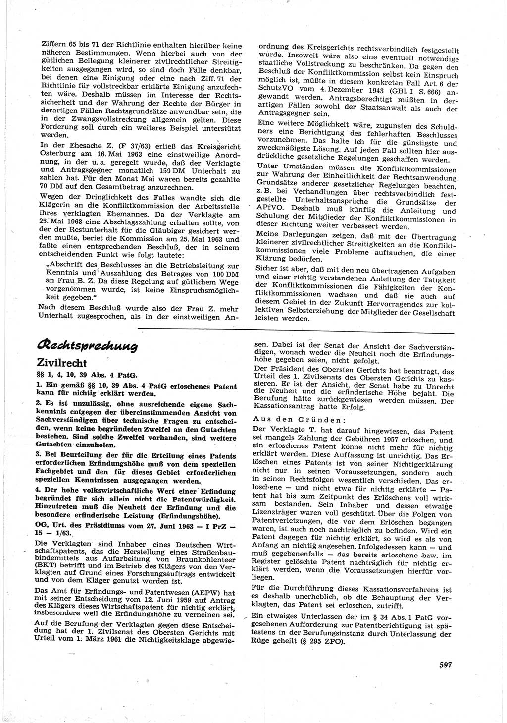 Neue Justiz (NJ), Zeitschrift für Recht und Rechtswissenschaft [Deutsche Demokratische Republik (DDR)], 17. Jahrgang 1963, Seite 597 (NJ DDR 1963, S. 597)