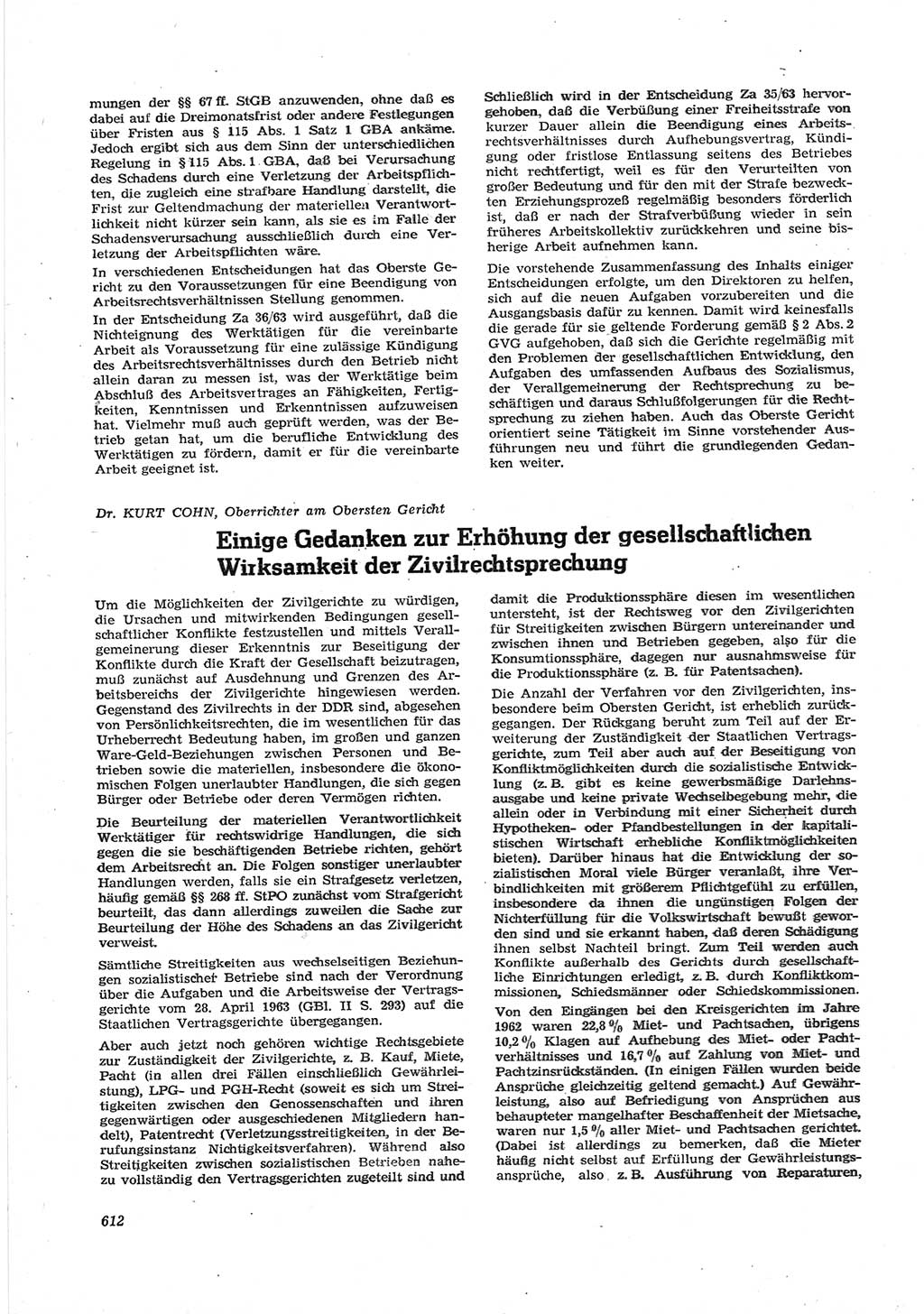Neue Justiz (NJ), Zeitschrift für Recht und Rechtswissenschaft [Deutsche Demokratische Republik (DDR)], 17. Jahrgang 1963, Seite 612 (NJ DDR 1963, S. 612)
