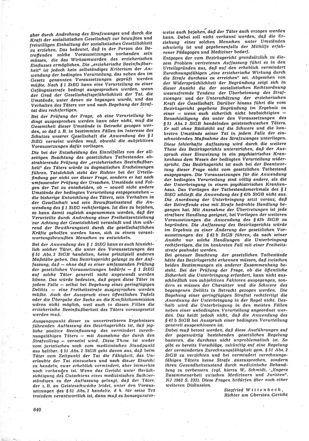 Neue Justiz (NJ), Zeitschrift für Recht und Rechtswissenschaft [Deutsche Demokratische Republik (DDR)], 17. Jahrgang 1963, Seite 640 (NJ DDR 1963, S. 640)
