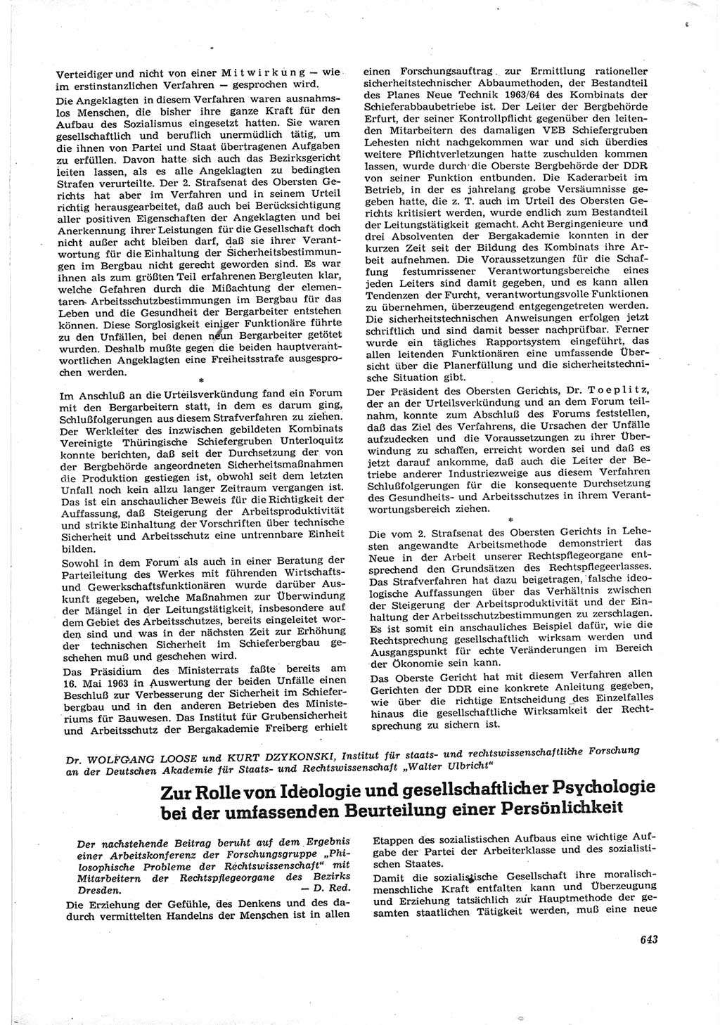 Neue Justiz (NJ), Zeitschrift für Recht und Rechtswissenschaft [Deutsche Demokratische Republik (DDR)], 17. Jahrgang 1963, Seite 643 (NJ DDR 1963, S. 643)