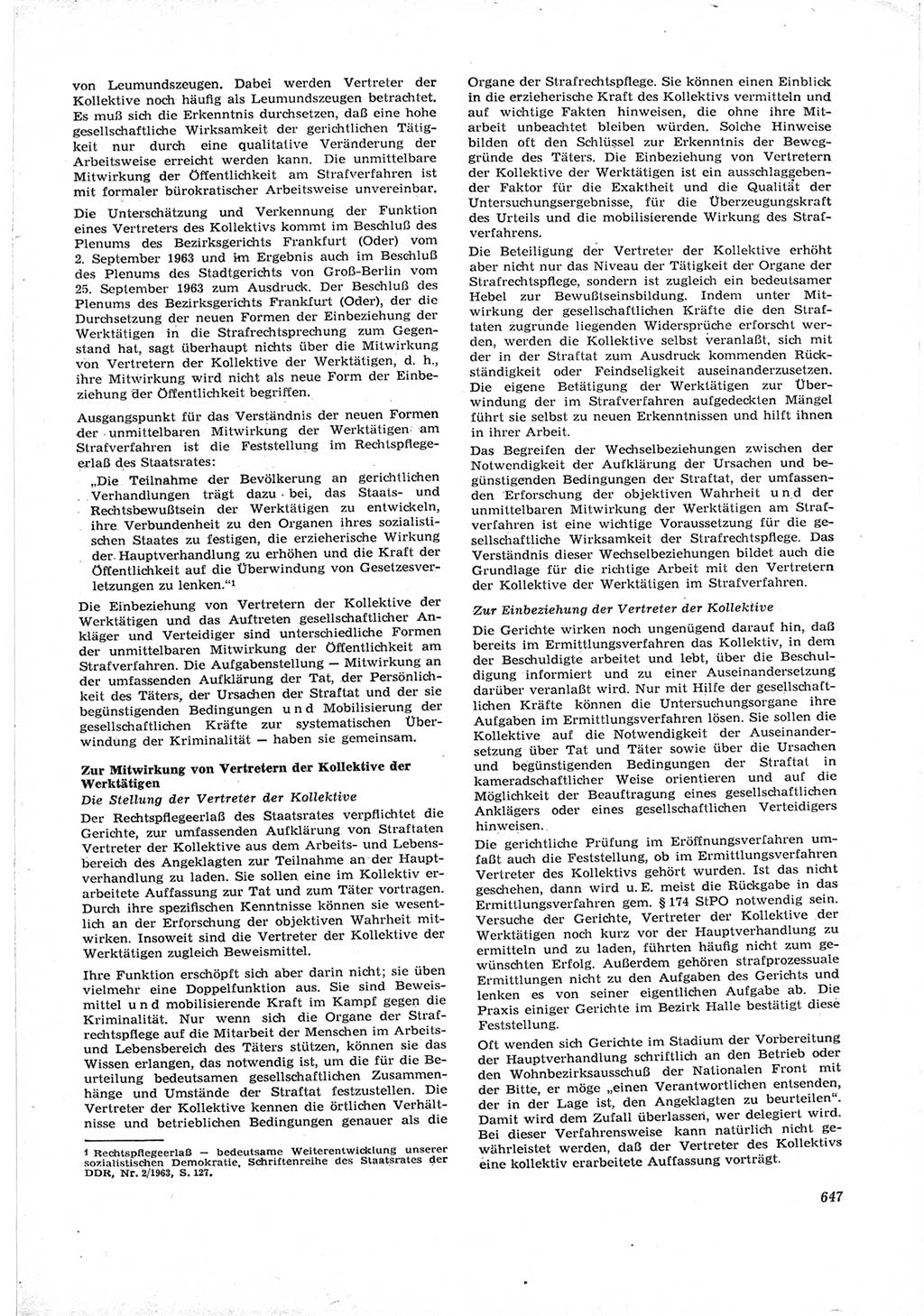 Neue Justiz (NJ), Zeitschrift für Recht und Rechtswissenschaft [Deutsche Demokratische Republik (DDR)], 17. Jahrgang 1963, Seite 647 (NJ DDR 1963, S. 647)