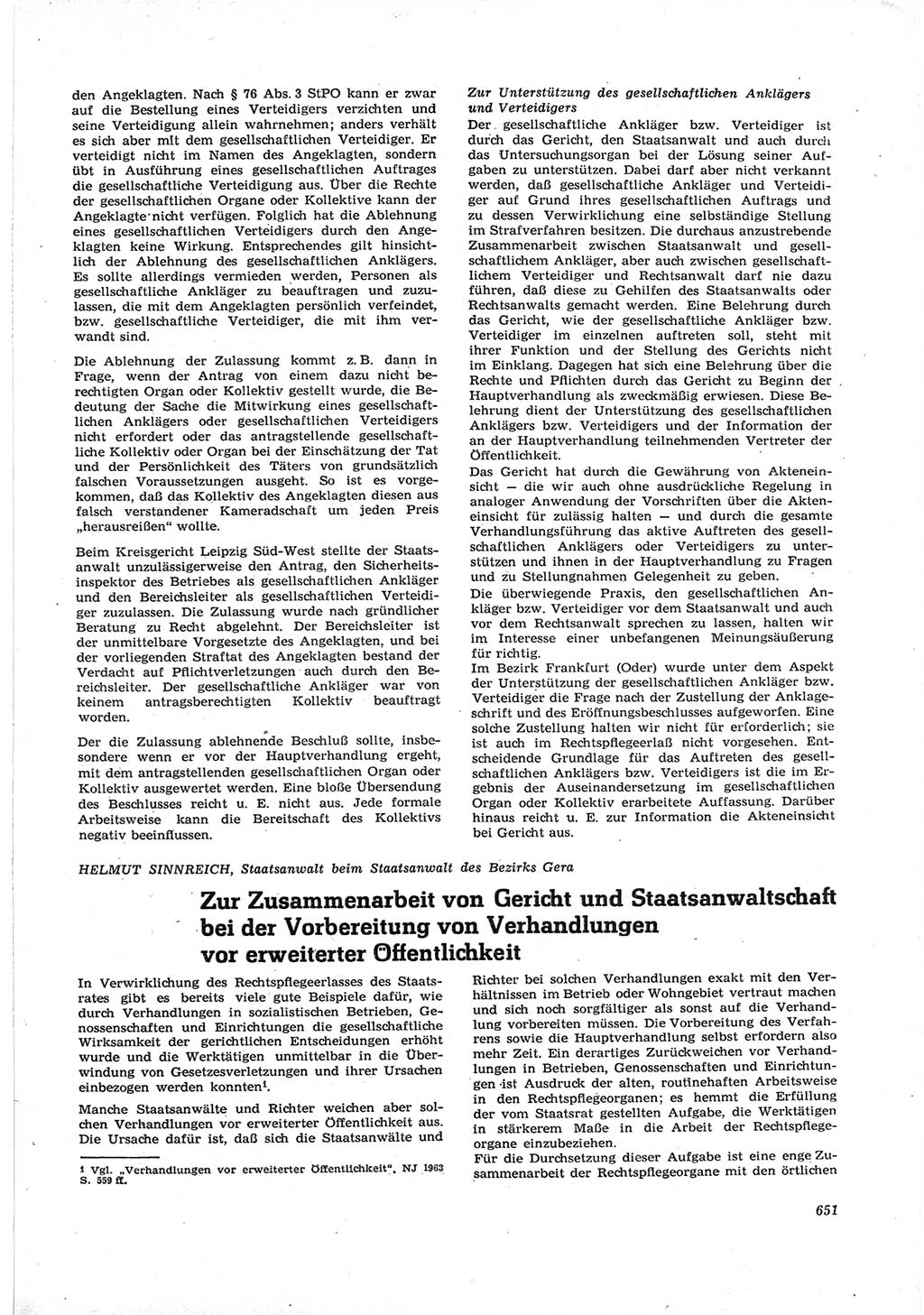 Neue Justiz (NJ), Zeitschrift für Recht und Rechtswissenschaft [Deutsche Demokratische Republik (DDR)], 17. Jahrgang 1963, Seite 651 (NJ DDR 1963, S. 651)