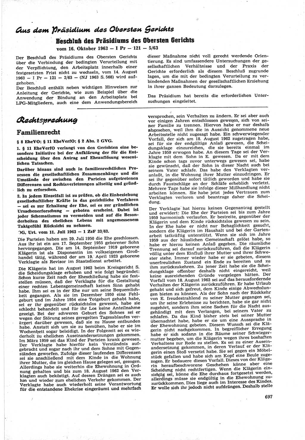 Neue Justiz (NJ), Zeitschrift für Recht und Rechtswissenschaft [Deutsche Demokratische Republik (DDR)], 17. Jahrgang 1963, Seite 697 (NJ DDR 1963, S. 697)