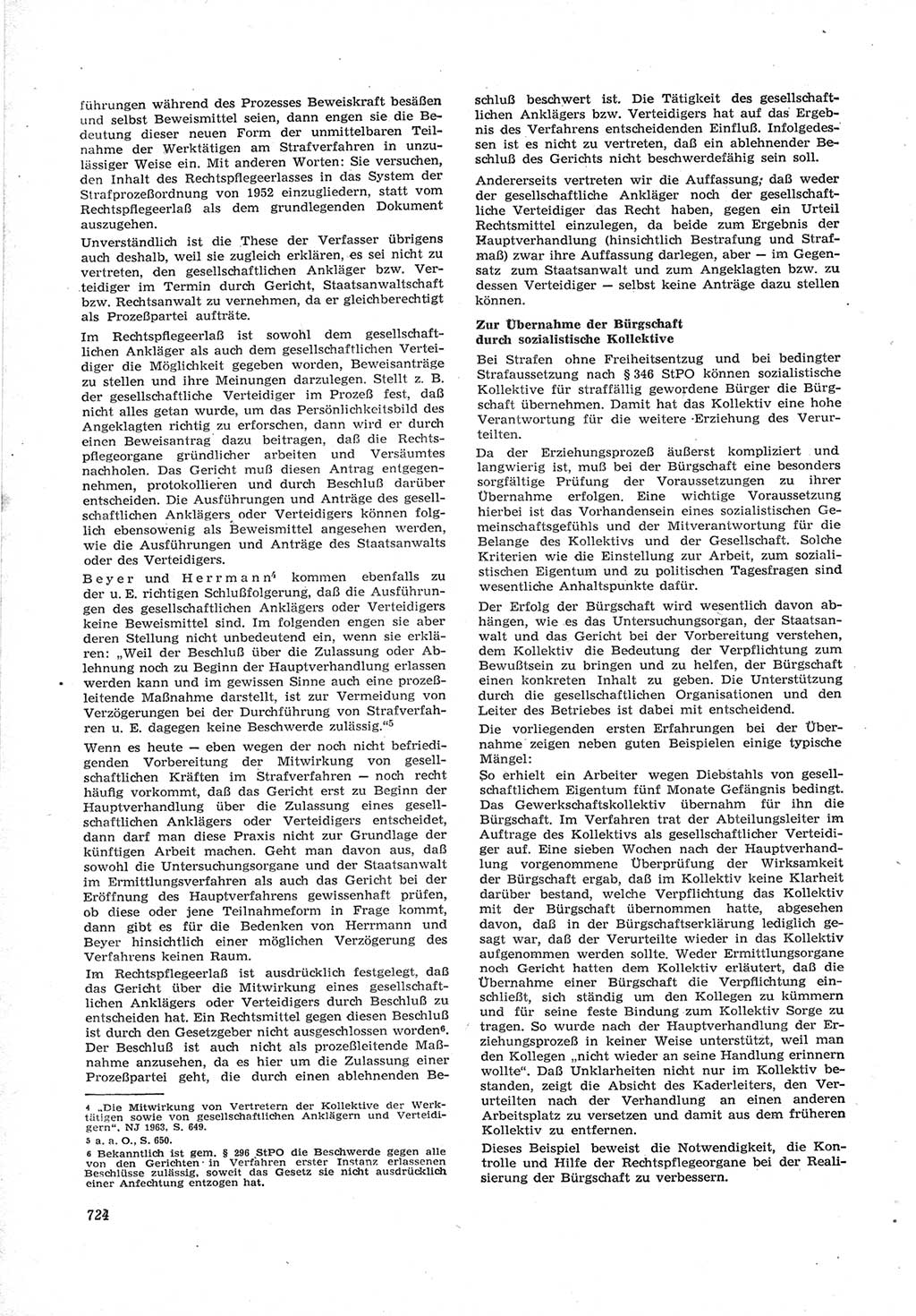 Neue Justiz (NJ), Zeitschrift für Recht und Rechtswissenschaft [Deutsche Demokratische Republik (DDR)], 17. Jahrgang 1963, Seite 724 (NJ DDR 1963, S. 724)