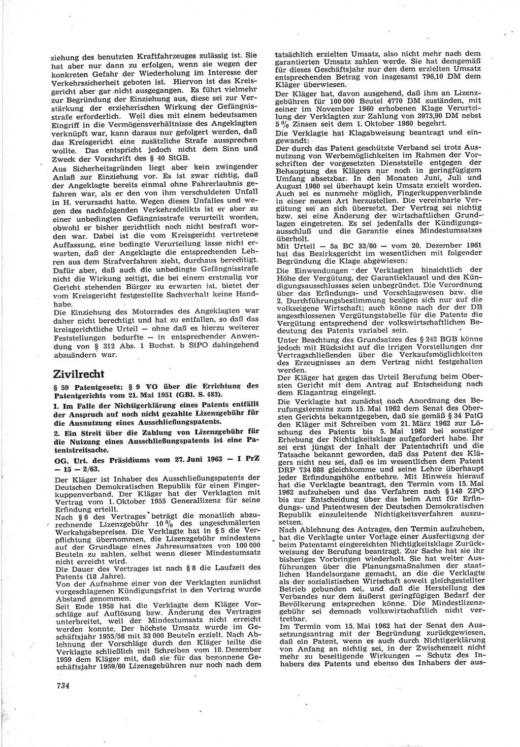 Neue Justiz (NJ), Zeitschrift für Recht und Rechtswissenschaft [Deutsche Demokratische Republik (DDR)], 17. Jahrgang 1963, Seite 734 (NJ DDR 1963, S. 734)