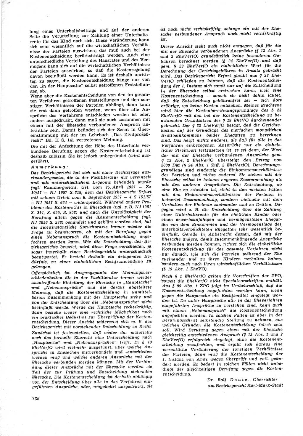 Neue Justiz (NJ), Zeitschrift für Recht und Rechtswissenschaft [Deutsche Demokratische Republik (DDR)], 17. Jahrgang 1963, Seite 736 (NJ DDR 1963, S. 736)