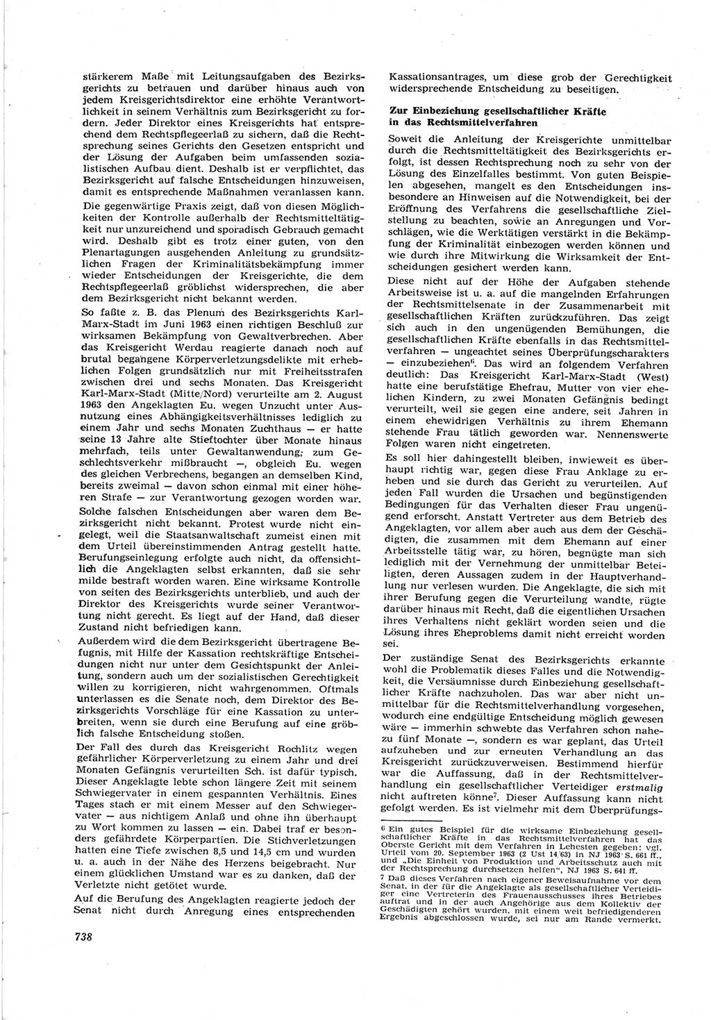 Neue Justiz (NJ), Zeitschrift für Recht und Rechtswissenschaft [Deutsche Demokratische Republik (DDR)], 17. Jahrgang 1963, Seite 738 (NJ DDR 1963, S. 738)