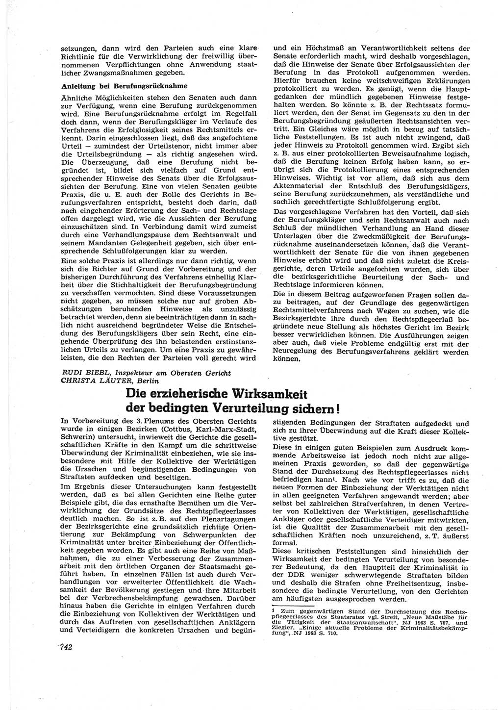 Neue Justiz (NJ), Zeitschrift für Recht und Rechtswissenschaft [Deutsche Demokratische Republik (DDR)], 17. Jahrgang 1963, Seite 742 (NJ DDR 1963, S. 742)
