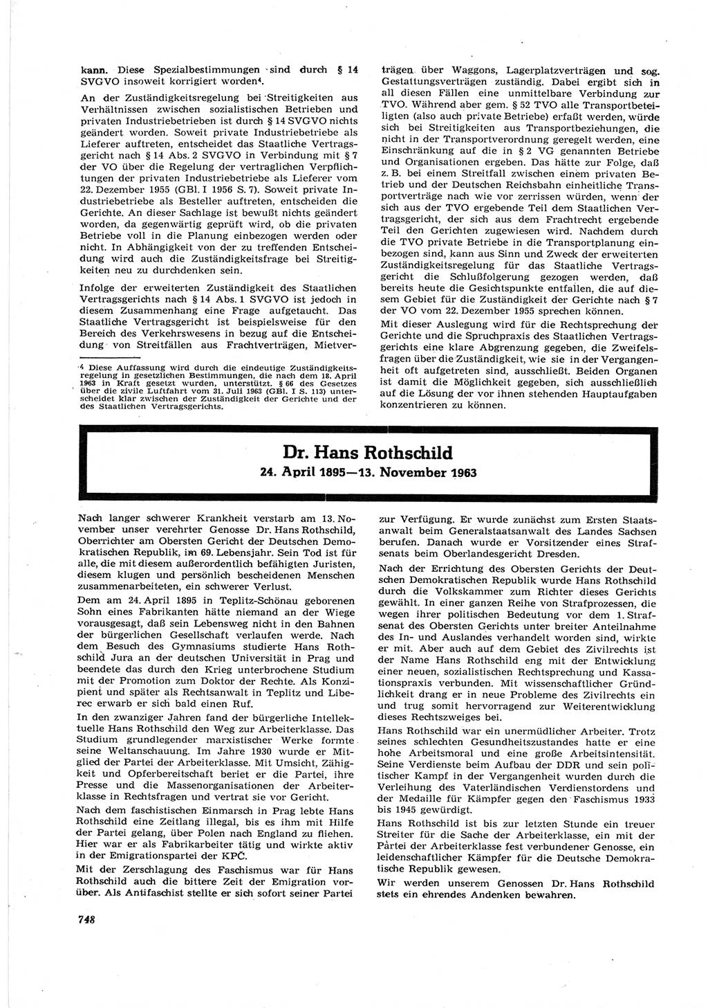 Neue Justiz (NJ), Zeitschrift für Recht und Rechtswissenschaft [Deutsche Demokratische Republik (DDR)], 17. Jahrgang 1963, Seite 748 (NJ DDR 1963, S. 748)