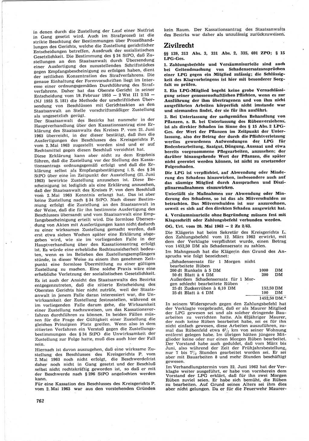 Neue Justiz (NJ), Zeitschrift für Recht und Rechtswissenschaft [Deutsche Demokratische Republik (DDR)], 17. Jahrgang 1963, Seite 762 (NJ DDR 1963, S. 762)