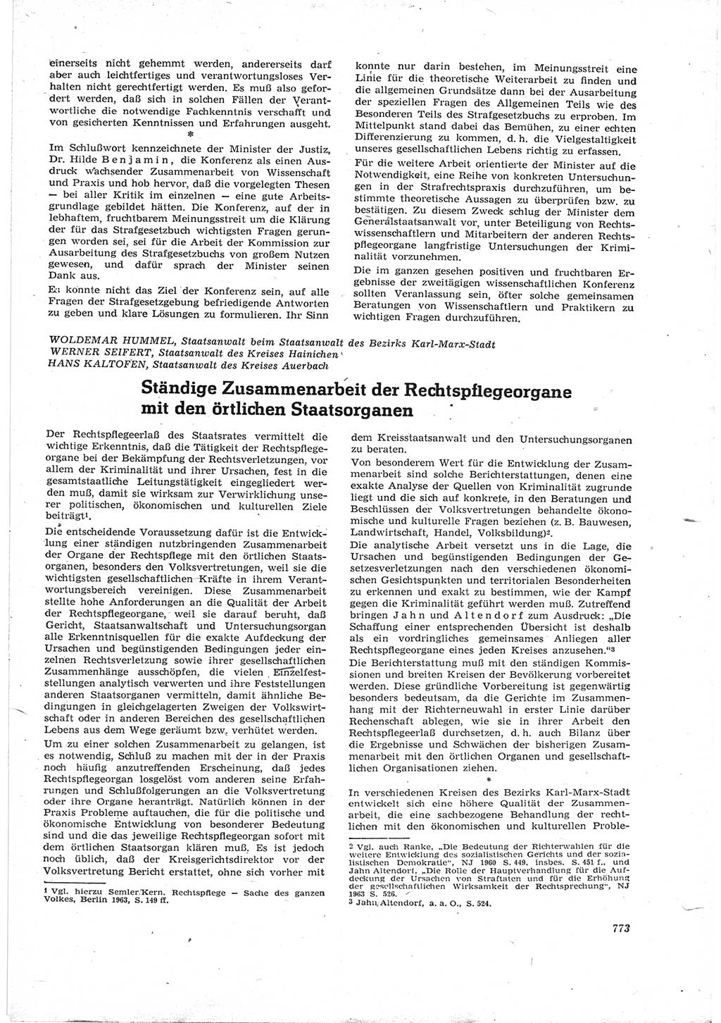 Neue Justiz (NJ), Zeitschrift für Recht und Rechtswissenschaft [Deutsche Demokratische Republik (DDR)], 17. Jahrgang 1963, Seite 773 (NJ DDR 1963, S. 773)