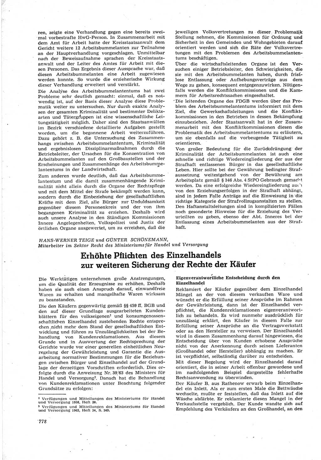 Neue Justiz (NJ), Zeitschrift für Recht und Rechtswissenschaft [Deutsche Demokratische Republik (DDR)], 17. Jahrgang 1963, Seite 778 (NJ DDR 1963, S. 778)