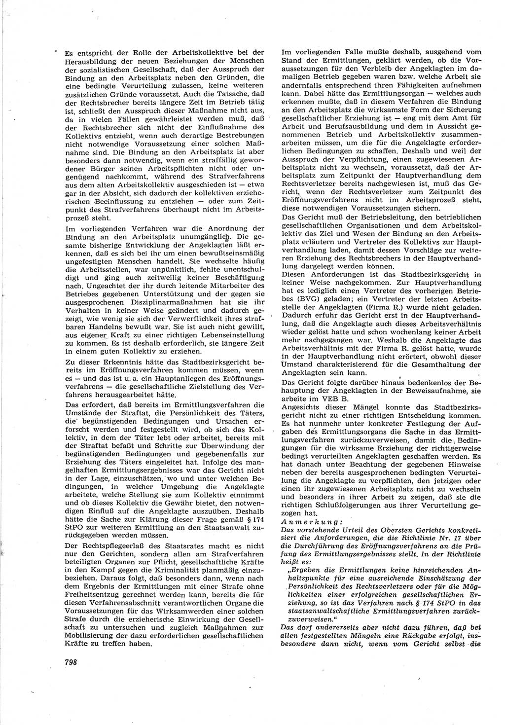 Neue Justiz (NJ), Zeitschrift für Recht und Rechtswissenschaft [Deutsche Demokratische Republik (DDR)], 17. Jahrgang 1963, Seite 798 (NJ DDR 1963, S. 798)