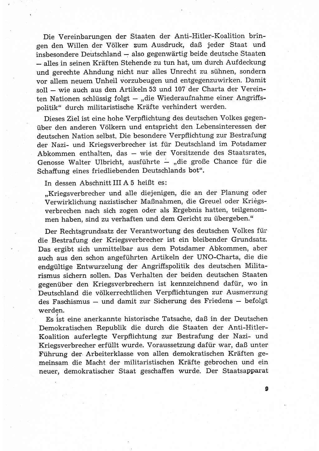 Bestrafung der Nazi- und Kriegsverbrecher [Deutsche Demokratische Republik (DDR)] 1964, Seite 9 (Bestr. Nazi-Kr.-Verbr. DDR 1964, S. 9)