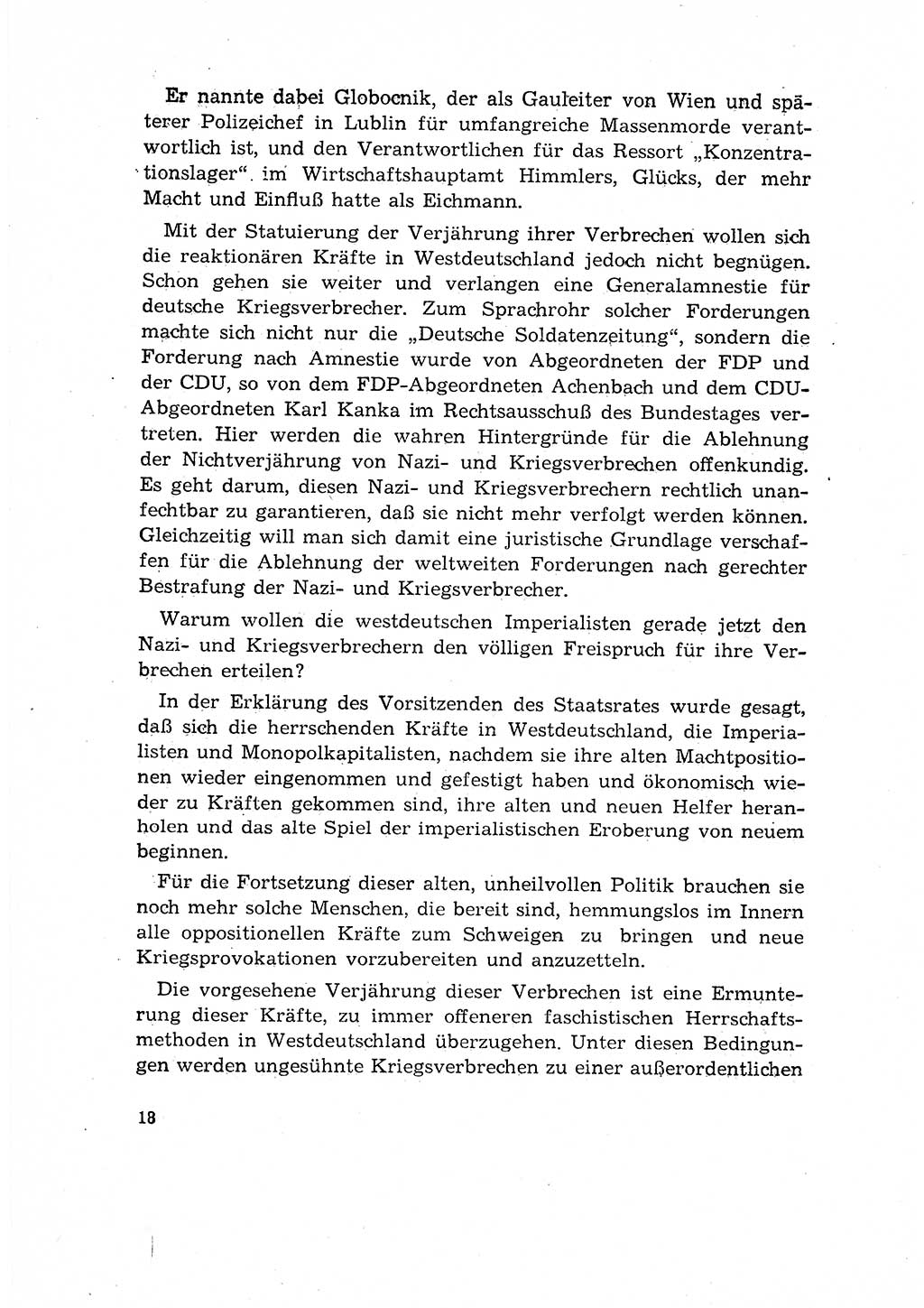 Bestrafung der Nazi- und Kriegsverbrecher [Deutsche Demokratische Republik (DDR)] 1964, Seite 18 (Bestr. Nazi-Kr.-Verbr. DDR 1964, S. 18)