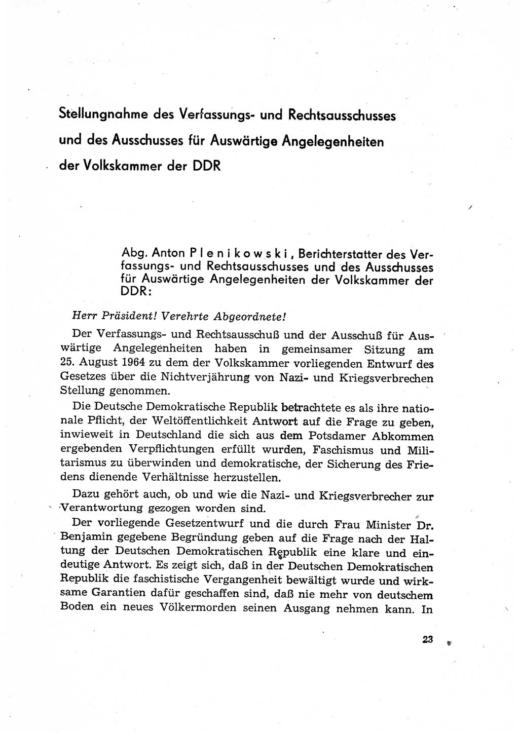 Bestrafung der Nazi- und Kriegsverbrecher [Deutsche Demokratische Republik (DDR)] 1964, Seite 23 (Bestr. Nazi-Kr.-Verbr. DDR 1964, S. 23)