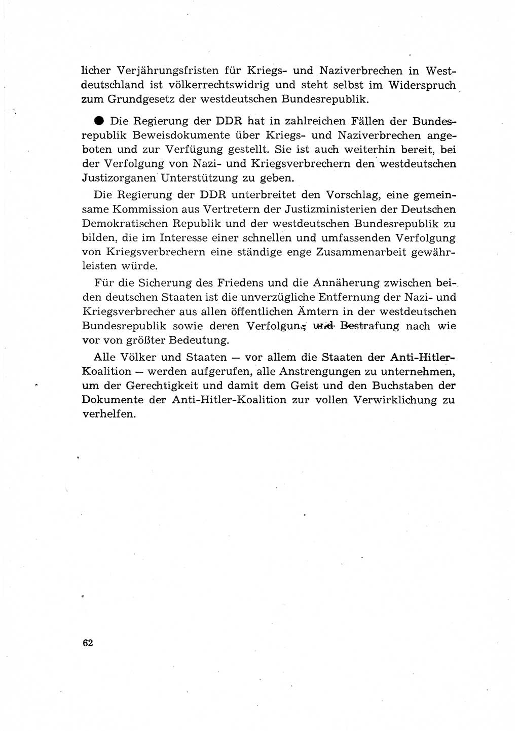 Bestrafung der Nazi- und Kriegsverbrecher [Deutsche Demokratische Republik (DDR)] 1964, Seite 62 (Bestr. Nazi-Kr.-Verbr. DDR 1964, S. 62)