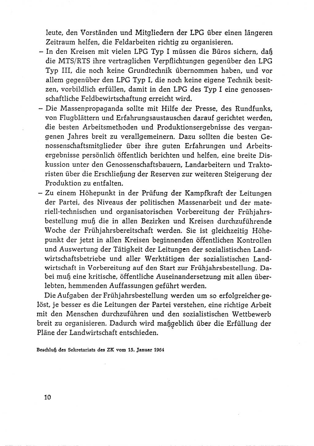 Dokumente der Sozialistischen Einheitspartei Deutschlands (SED) [Deutsche Demokratische Republik (DDR)] 1964-1965, Seite 10 (Dok. SED DDR 1964-1965, S. 10)