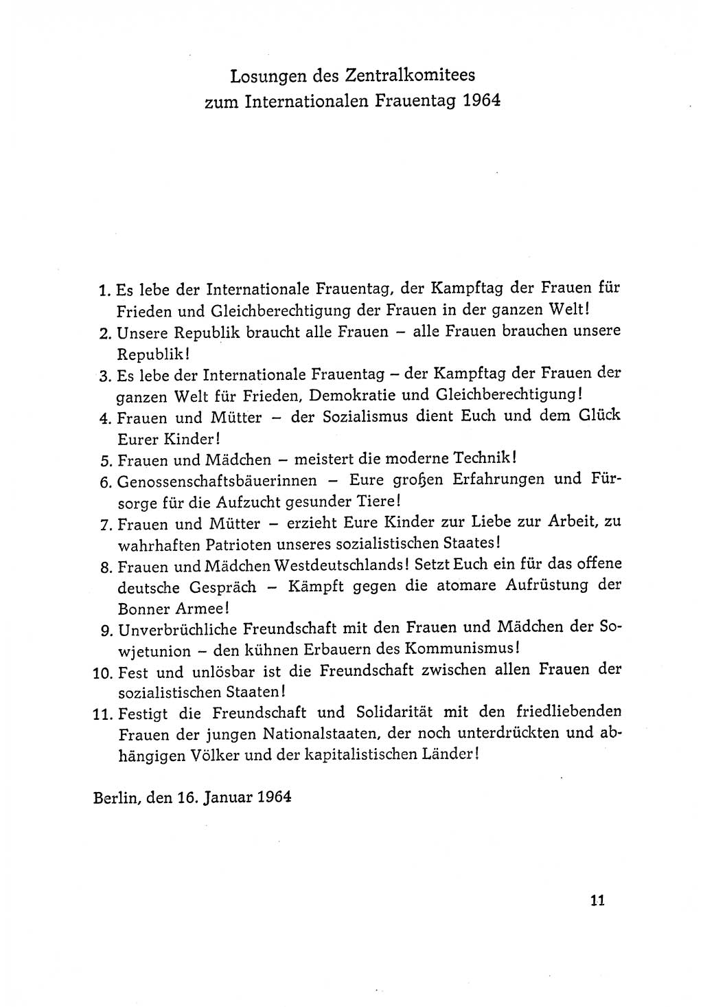 Dokumente der Sozialistischen Einheitspartei Deutschlands (SED) [Deutsche Demokratische Republik (DDR)] 1964-1965, Seite 11 (Dok. SED DDR 1964-1965, S. 11)