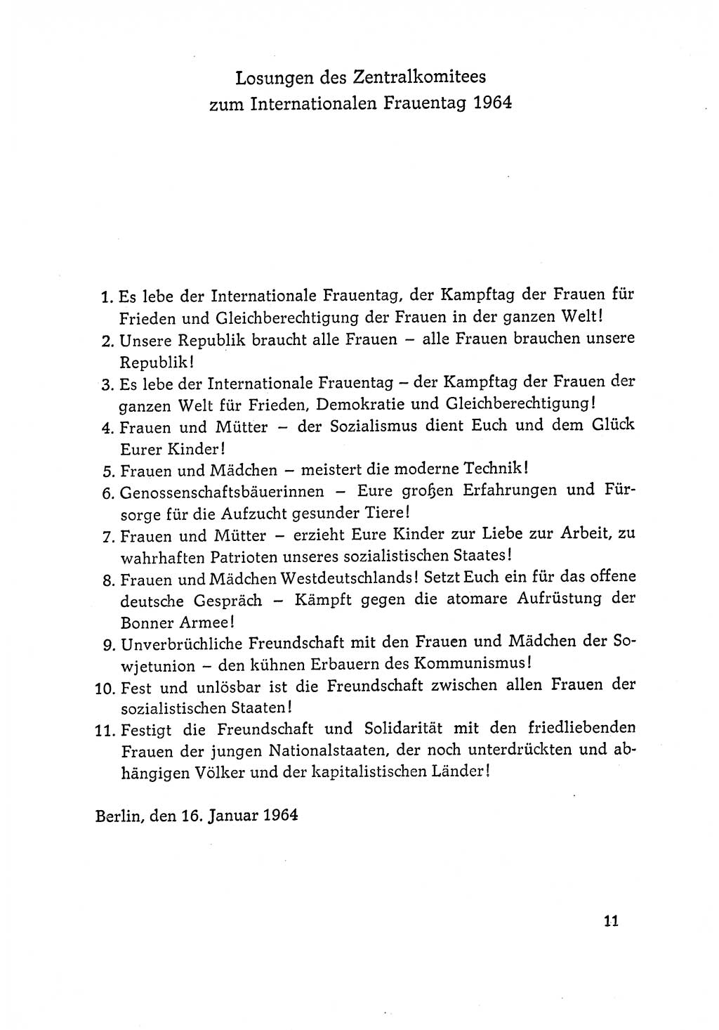 Dokumente der Sozialistischen Einheitspartei Deutschlands (SED) [Deutsche Demokratische Republik (DDR)] 1964-1965, Seite 11 (Dok. SED DDR 1964-1965, S. 11)