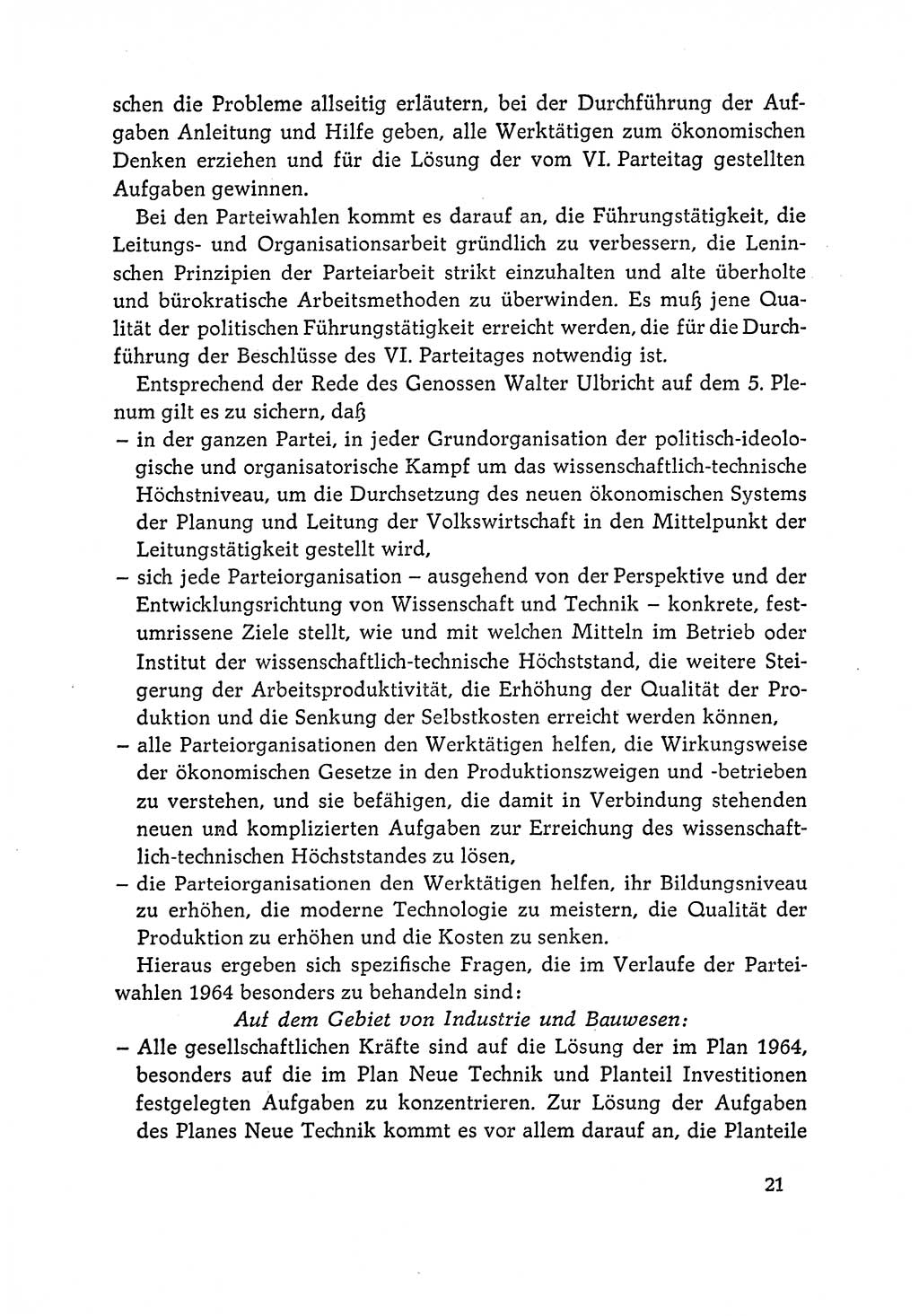 Dokumente der Sozialistischen Einheitspartei Deutschlands (SED) [Deutsche Demokratische Republik (DDR)] 1964-1965, Seite 21 (Dok. SED DDR 1964-1965, S. 21)