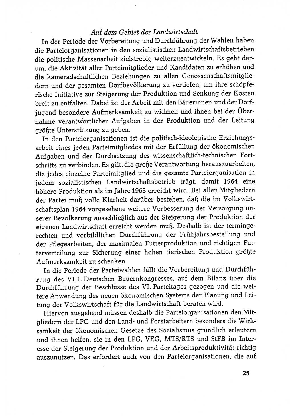 Dokumente der Sozialistischen Einheitspartei Deutschlands (SED) [Deutsche Demokratische Republik (DDR)] 1964-1965, Seite 25 (Dok. SED DDR 1964-1965, S. 25)