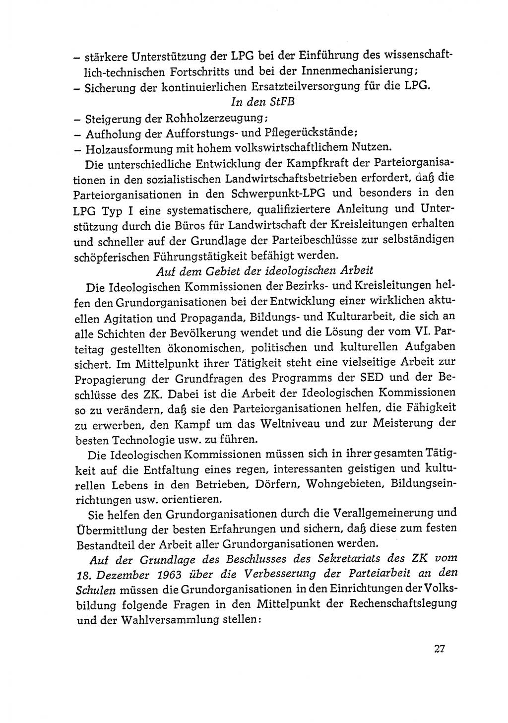 Dokumente der Sozialistischen Einheitspartei Deutschlands (SED) [Deutsche Demokratische Republik (DDR)] 1964-1965, Seite 27 (Dok. SED DDR 1964-1965, S. 27)
