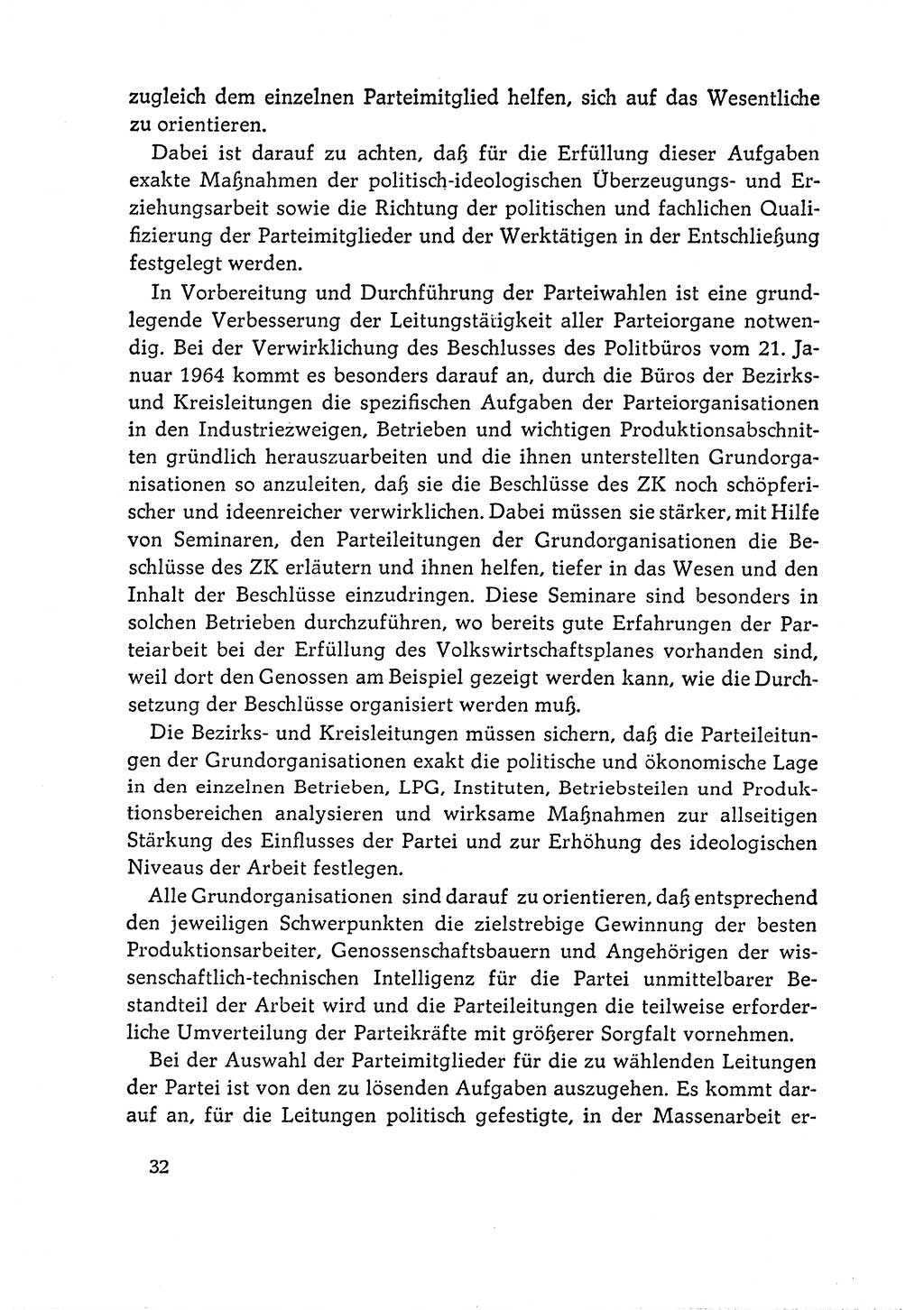 Dokumente der Sozialistischen Einheitspartei Deutschlands (SED) [Deutsche Demokratische Republik (DDR)] 1964-1965, Seite 32 (Dok. SED DDR 1964-1965, S. 32)