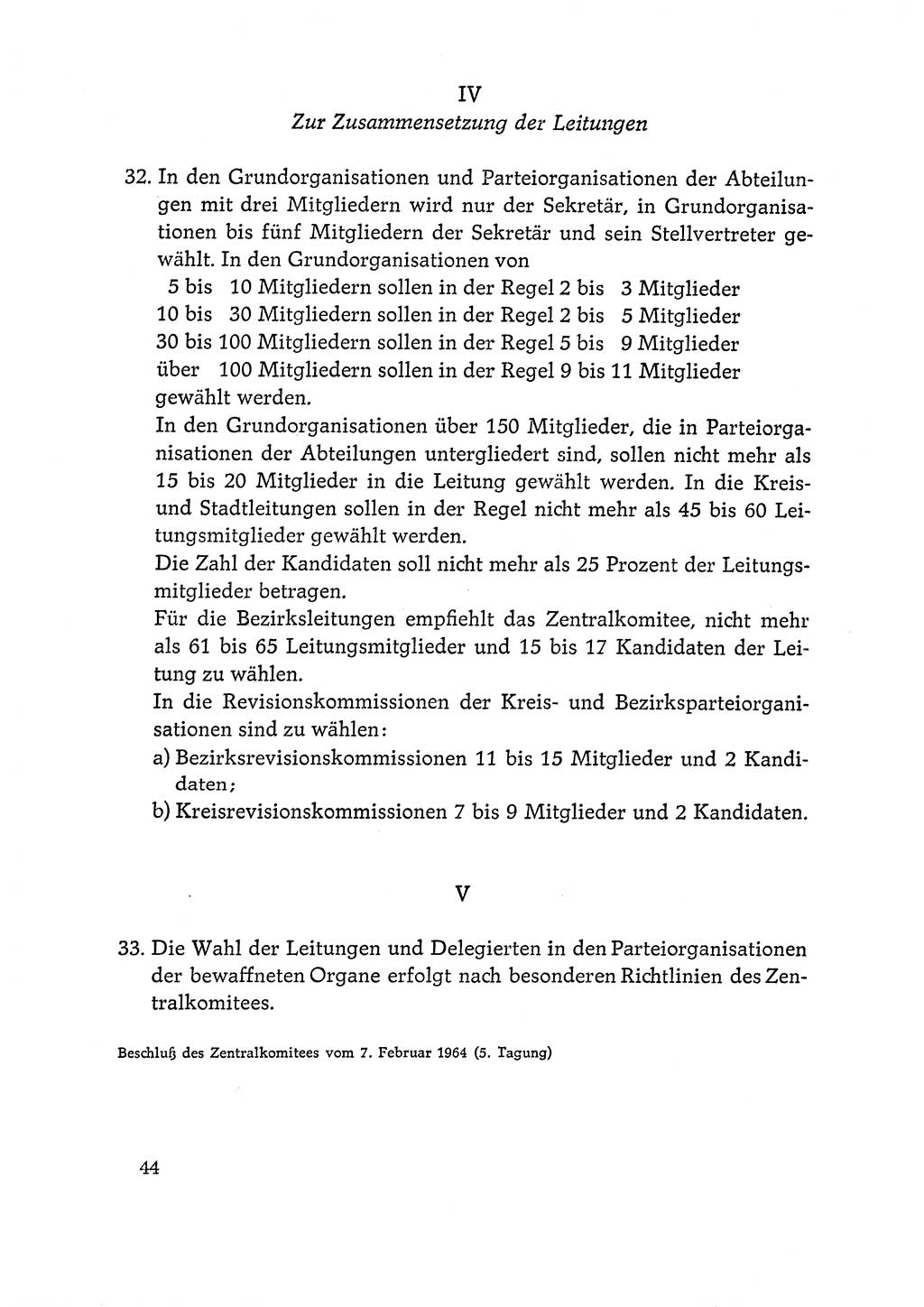 Dokumente der Sozialistischen Einheitspartei Deutschlands (SED) [Deutsche Demokratische Republik (DDR)] 1964-1965, Seite 44 (Dok. SED DDR 1964-1965, S. 44)