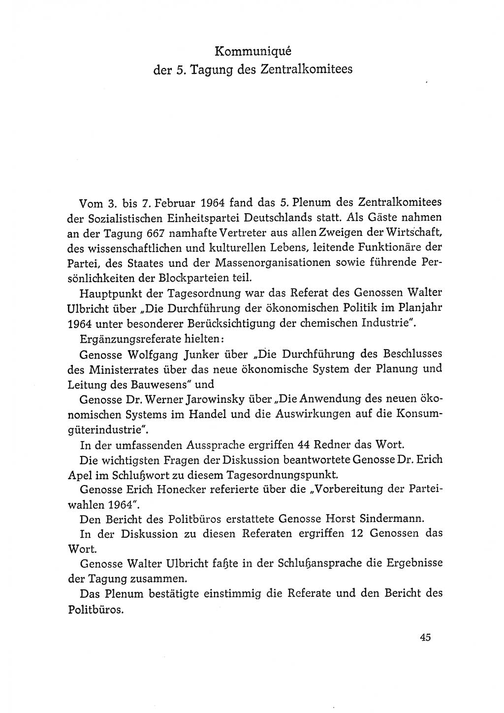 Dokumente der Sozialistischen Einheitspartei Deutschlands (SED) [Deutsche Demokratische Republik (DDR)] 1964-1965, Seite 45 (Dok. SED DDR 1964-1965, S. 45)