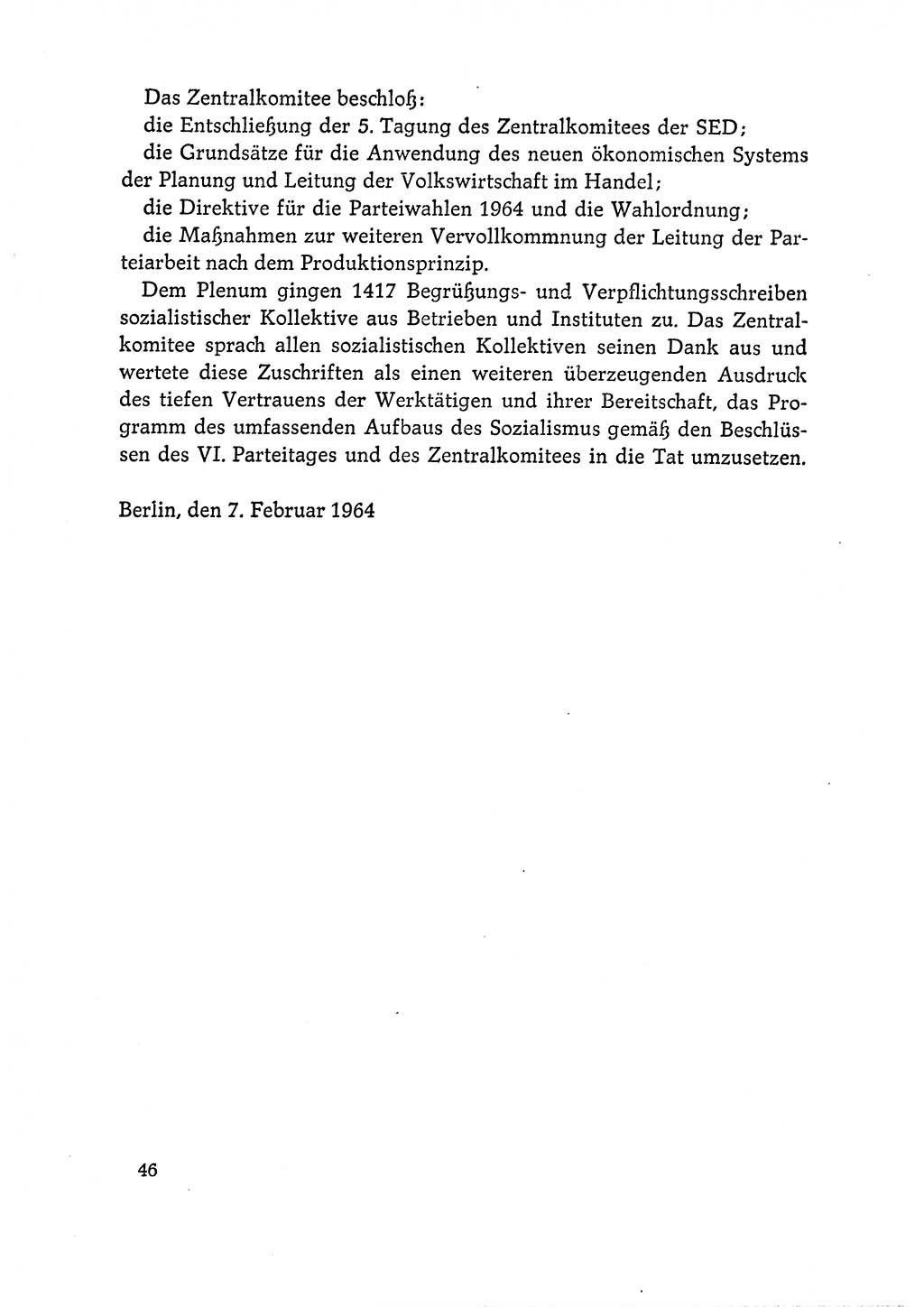 Dokumente der Sozialistischen Einheitspartei Deutschlands (SED) [Deutsche Demokratische Republik (DDR)] 1964-1965, Seite 46 (Dok. SED DDR 1964-1965, S. 46)